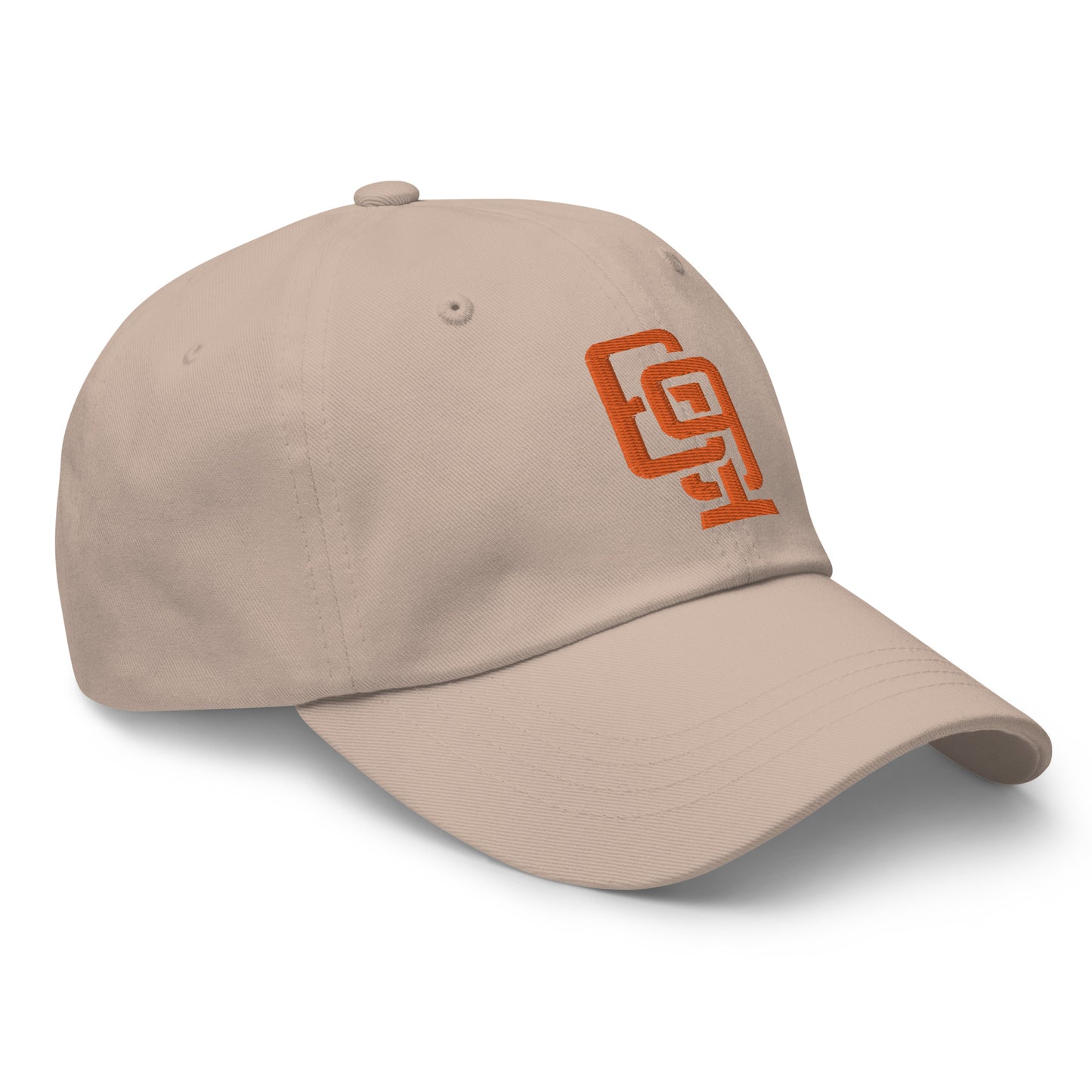 "619" Classic Dad Hat | Yupoong 6245CM | E Luna Brand ESSENTIAL Duocrest 2 Orange Thread Logos: Front & Left