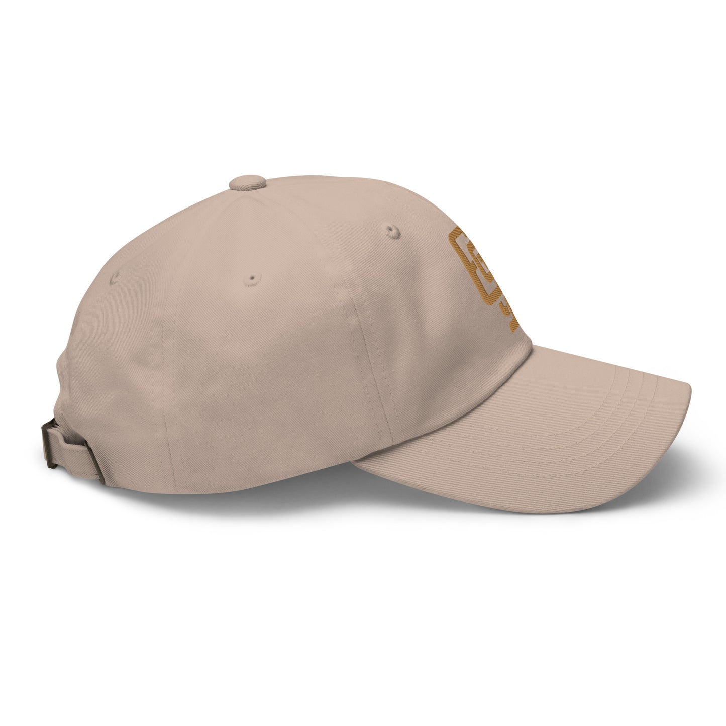 "619" Classic Dad Hat | Yupoong 6245CM | E Luna Brand ESSENTIAL Duocrest 2 Old Gold Thread Logos: Front & Left