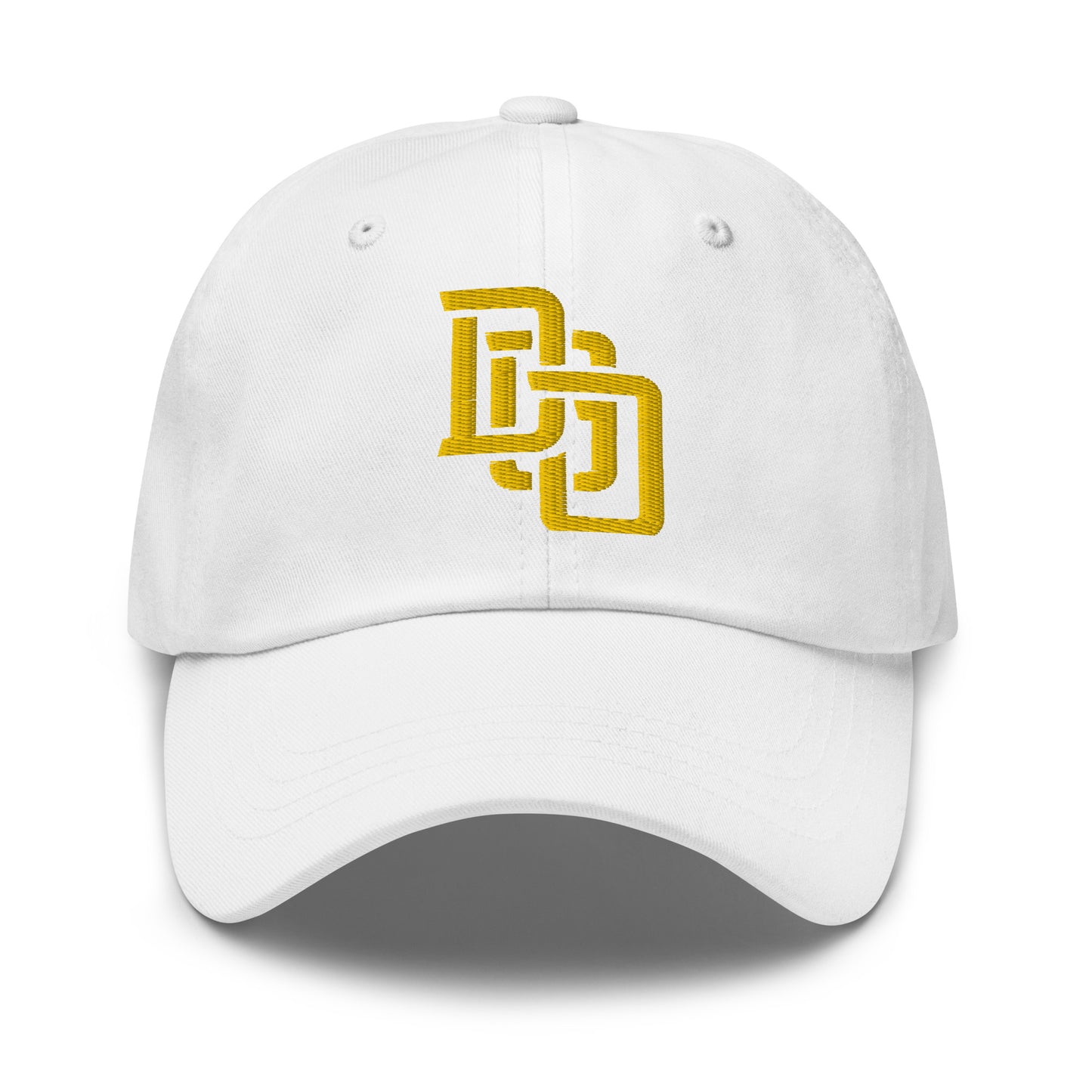"DGO" Classic Dad Hat | Yupoong 6245CM | E Luna Brand ESSENTIAL Duocrest 2 Gold Thread Logos: Front & Left