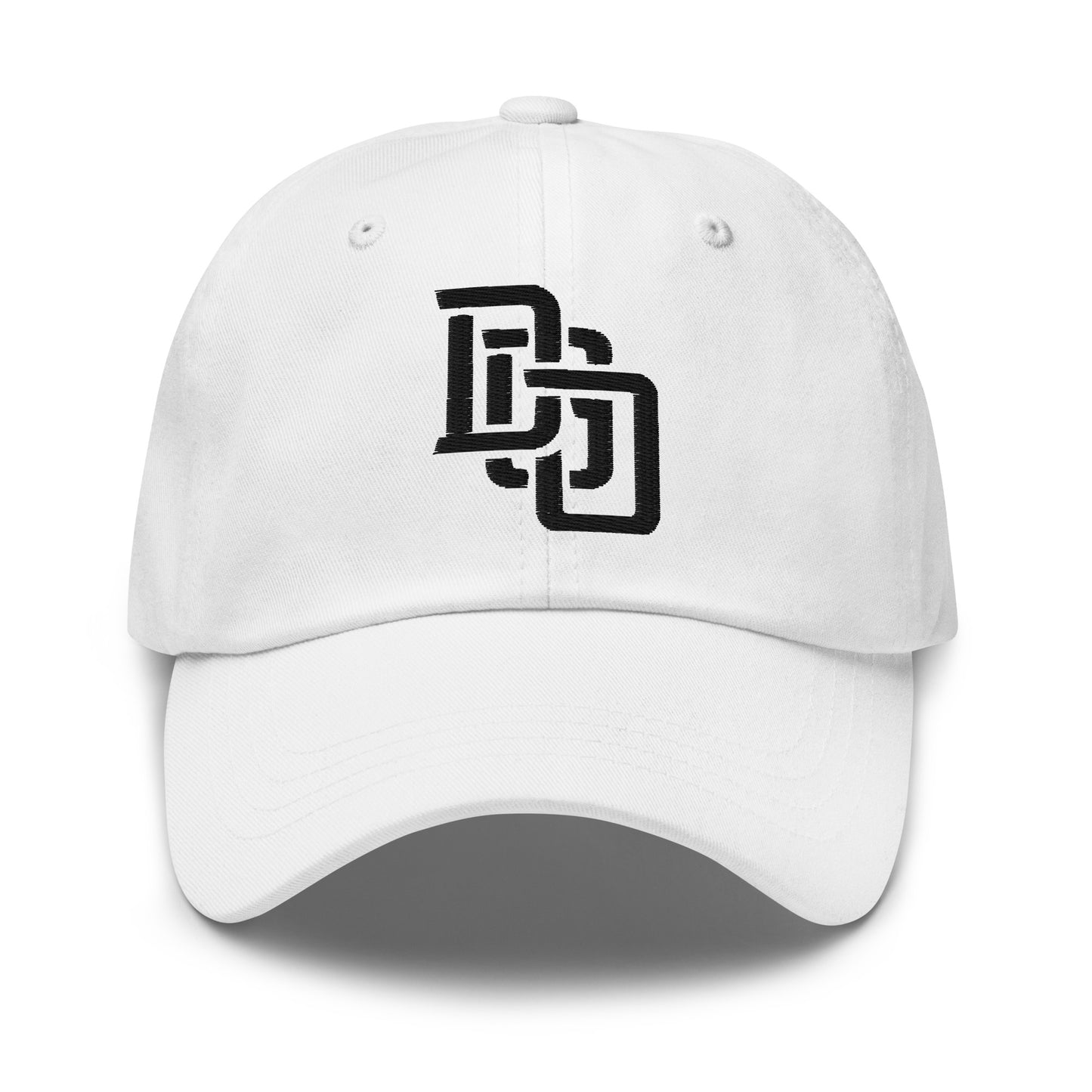 "DGO" Classic Dad Hat | Yupoong 6245CM | E Luna Brand ESSENTIAL Duocrest 2 Black Thread Logos: Front & Left