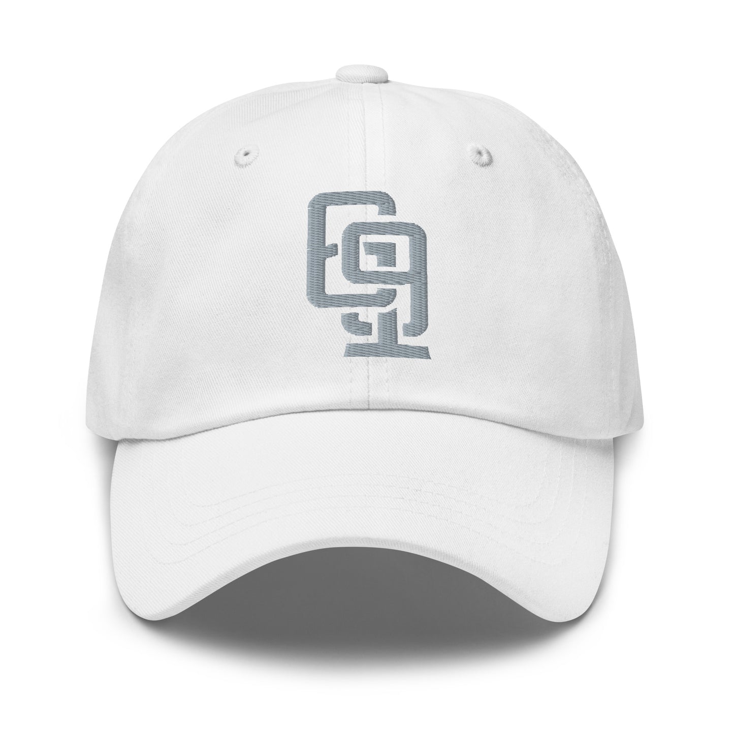 "619" Classic Dad Hat | Yupoong 6245CM | E Luna Brand ESSENTIAL Duocrest 2 Grey Thread Logos: Front & Left