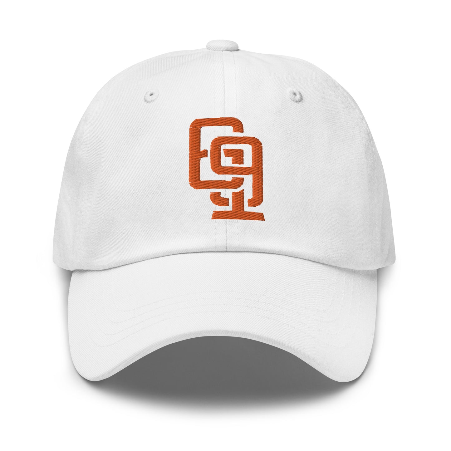 "619" Classic Dad Hat | Yupoong 6245CM | E Luna Brand ESSENTIAL Duocrest 2 Orange Thread Logos: Front & Left