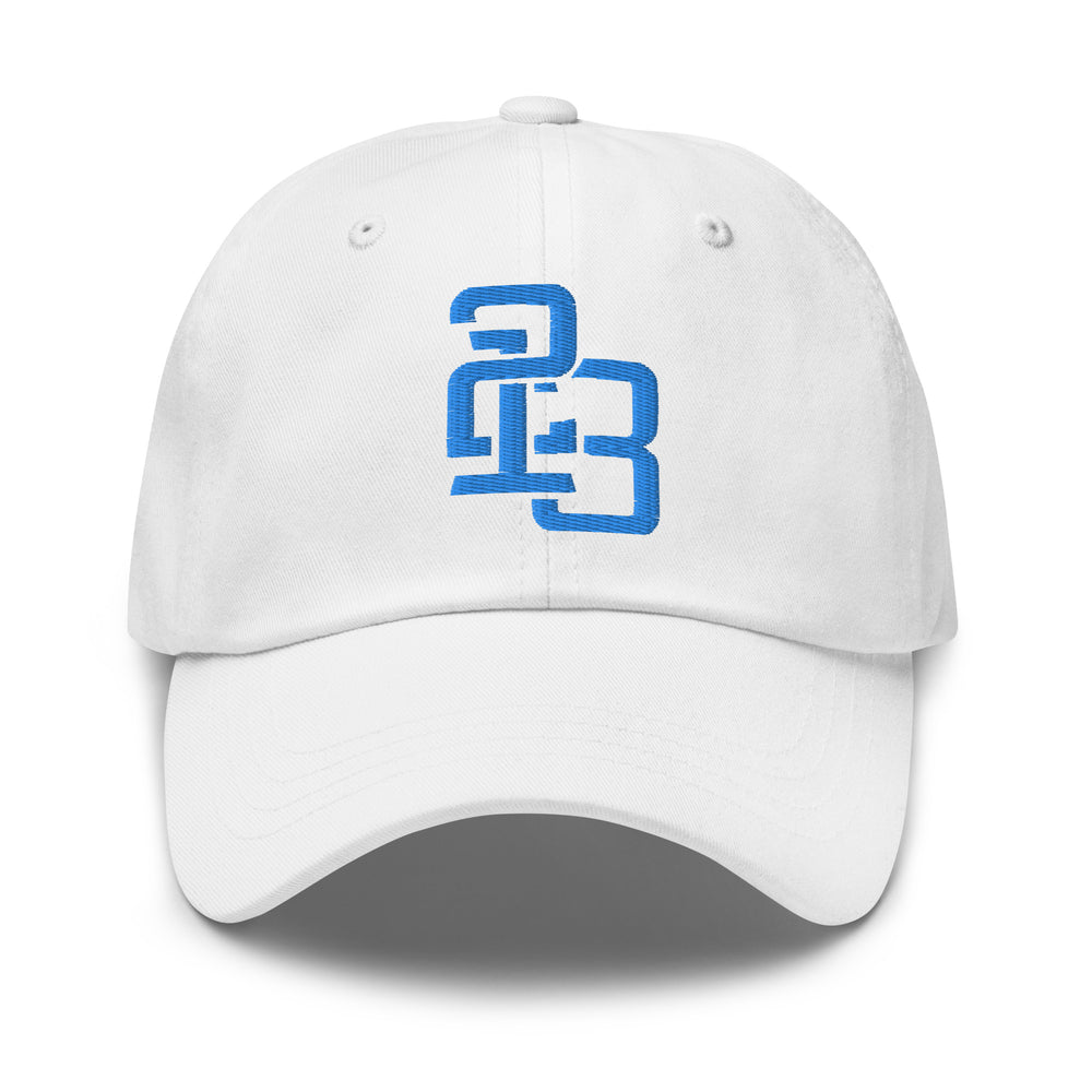 "213" Classic Dad Hat | Yupoong 6245CM | E Luna ESSENTIAL Duocrest 2 Aqua/Teal Thread Front & Left Side Logos