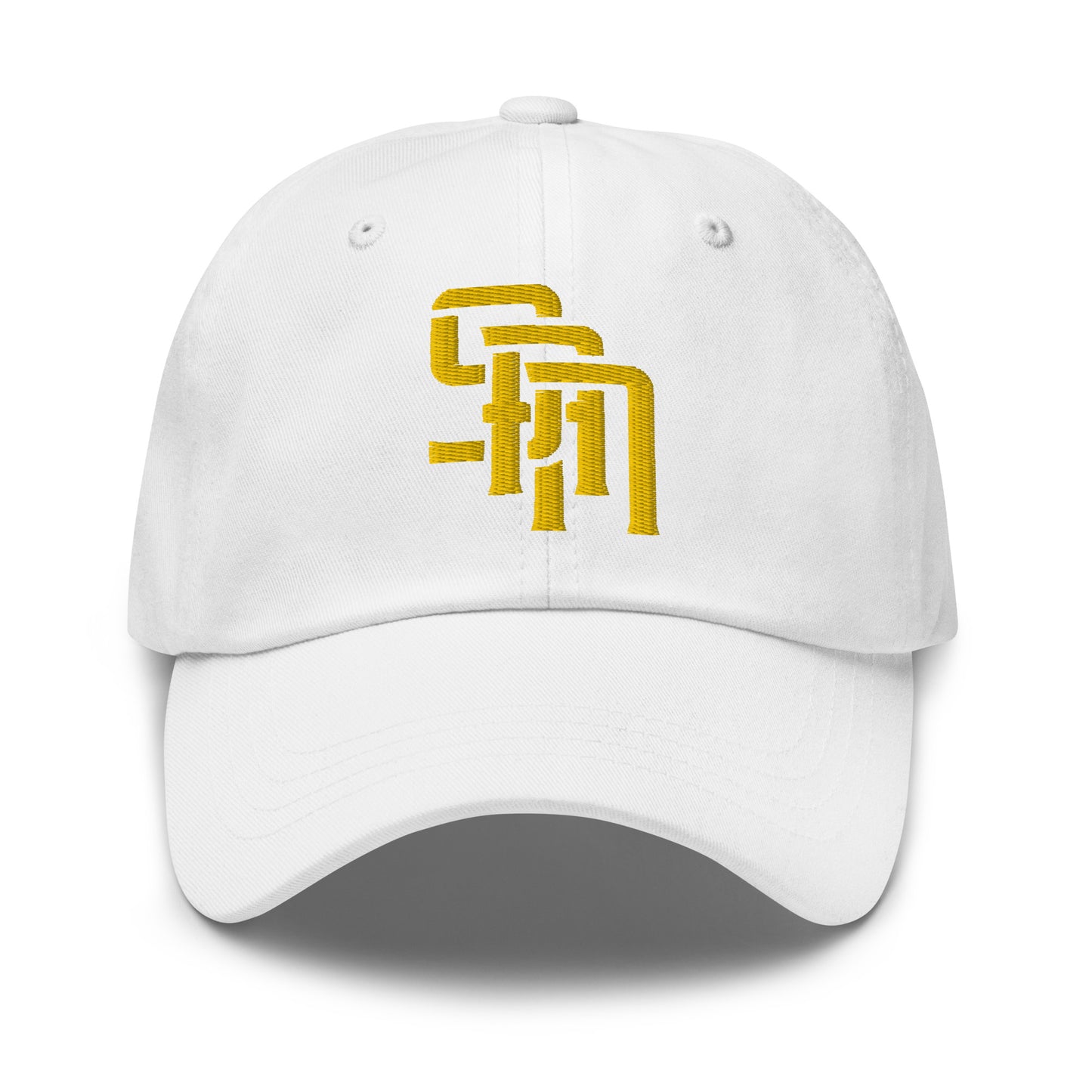 "SAN" Classic Dad Hat | Yupoong 6245CM | E Luna Brand ESSENTIAL Duocrest 2 Gold Thread Logos: Front & Left