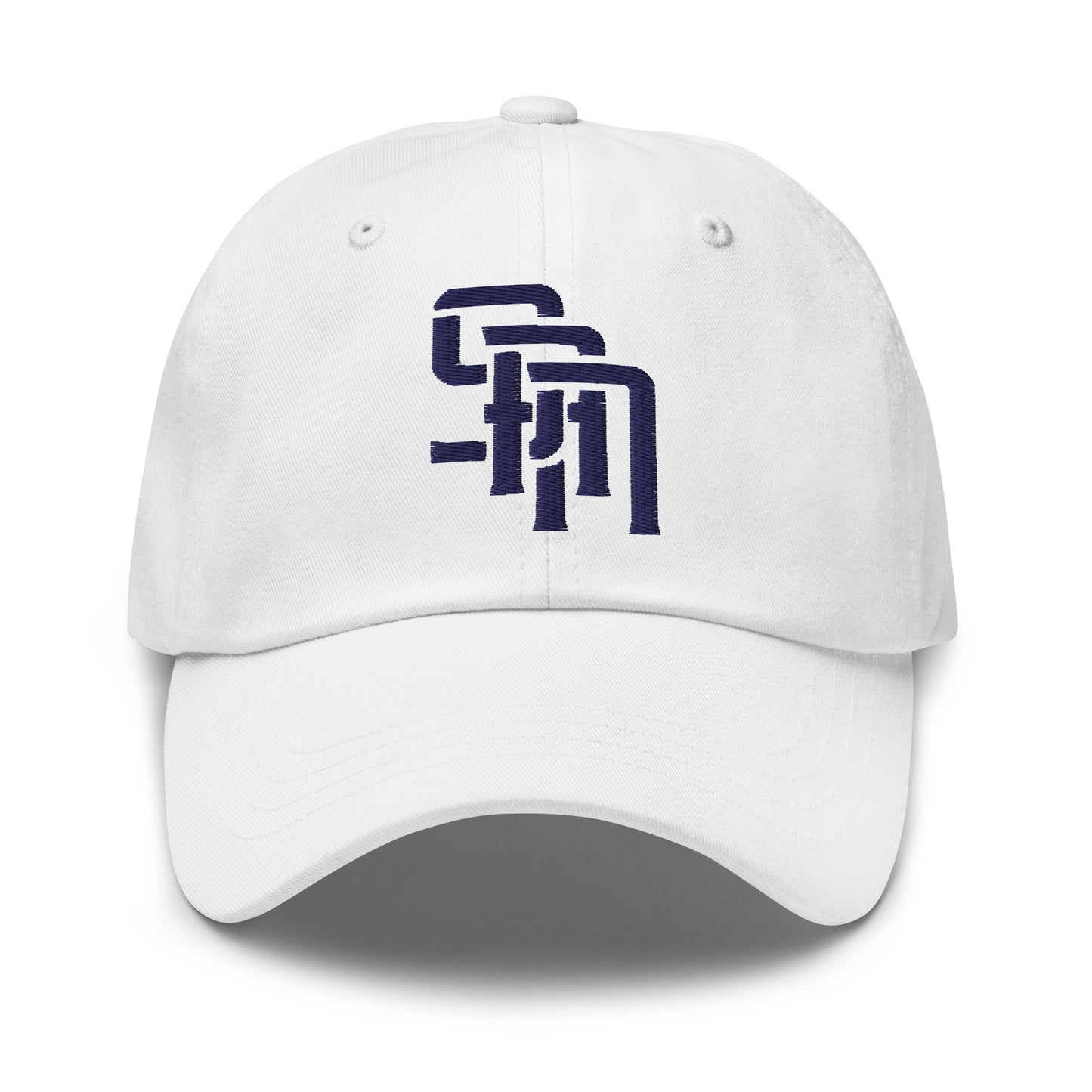 "SAN" Classic Dad Hat | Yupoong 6245CM | E Luna Brand ESSENTIAL Duocrest 2 Navy Thread Logos: Front & Left