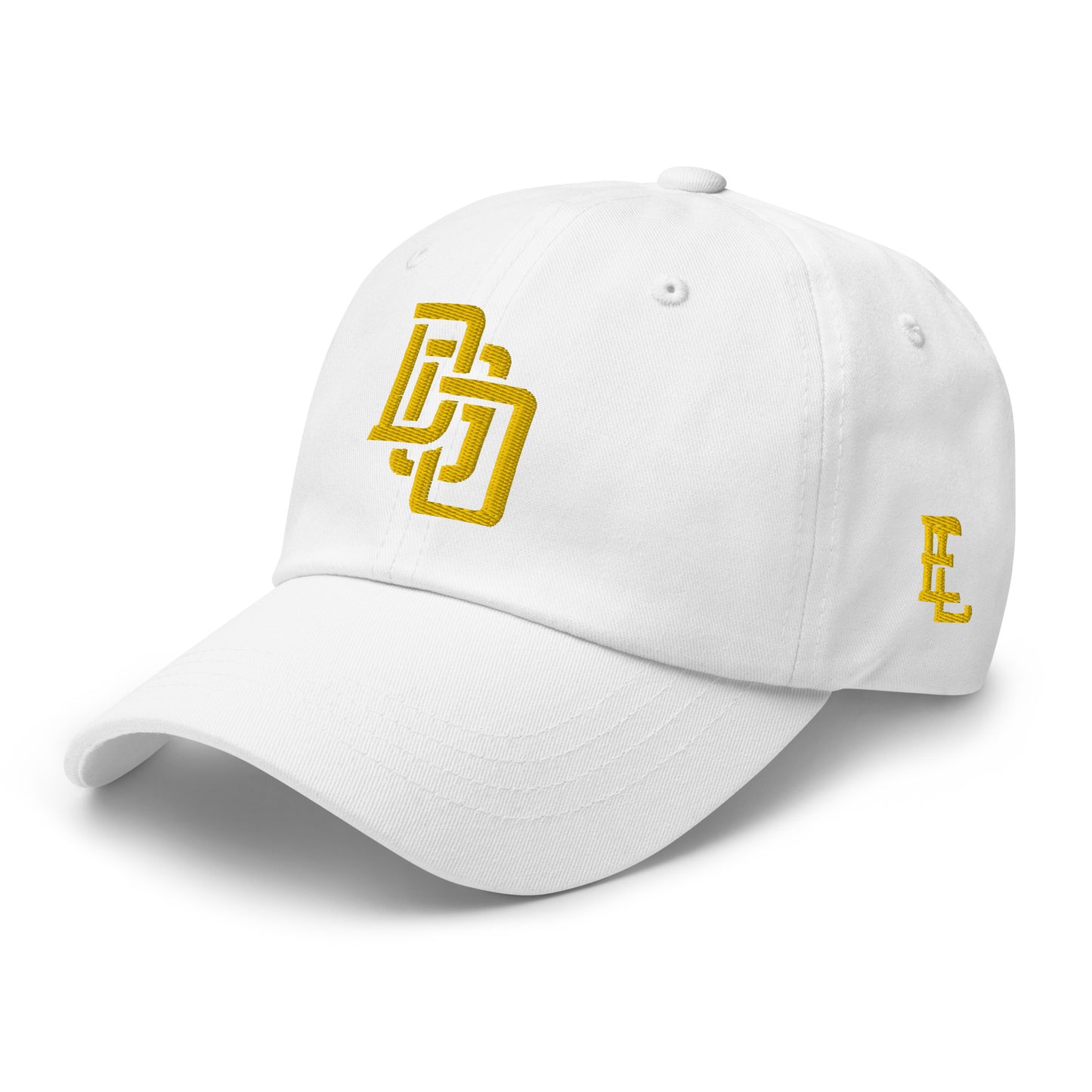 "DGO" Classic Dad Hat | Yupoong 6245CM | E Luna Brand ESSENTIAL Duocrest 2 Gold Thread Logos: Front & Left