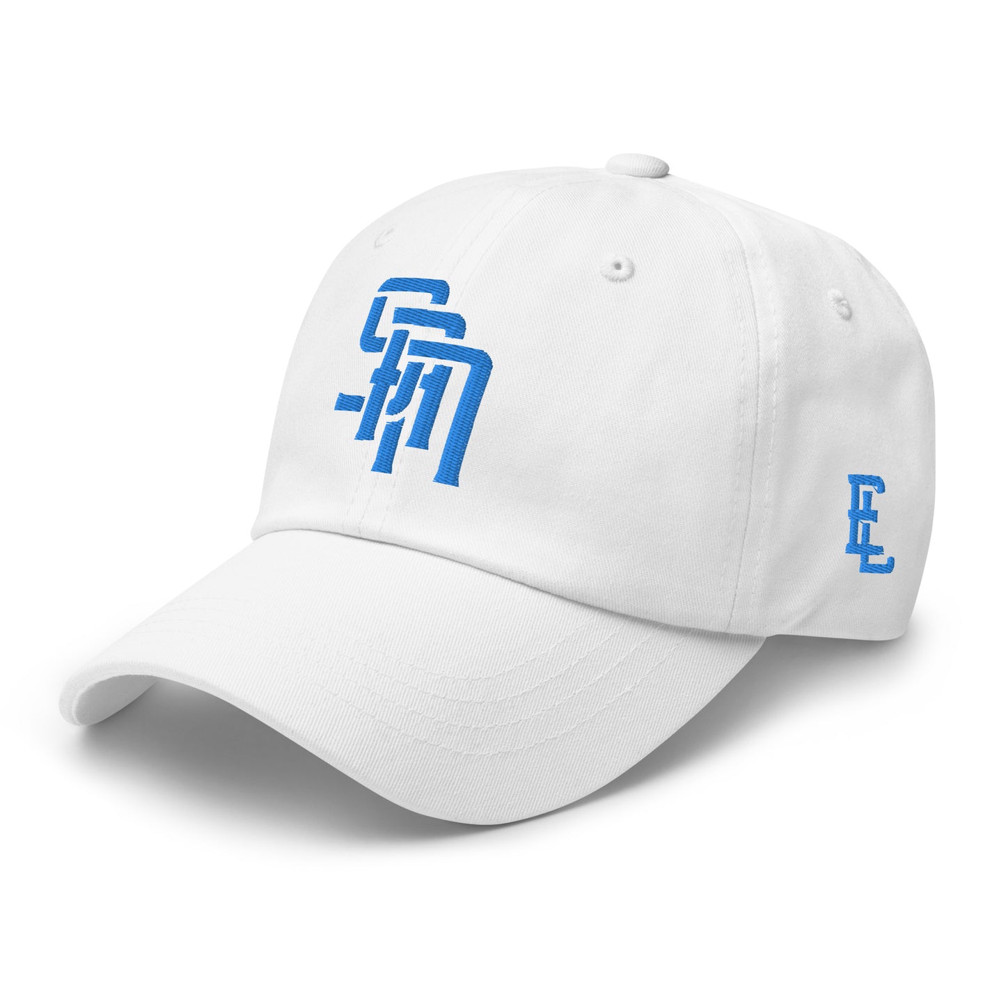 "SAN" Classic Dad Hat | Yupoong 6245CM | E Luna Brand ESSENTIAL Duocrest 2 Aqua/Teal Thread Logos: Front & Left