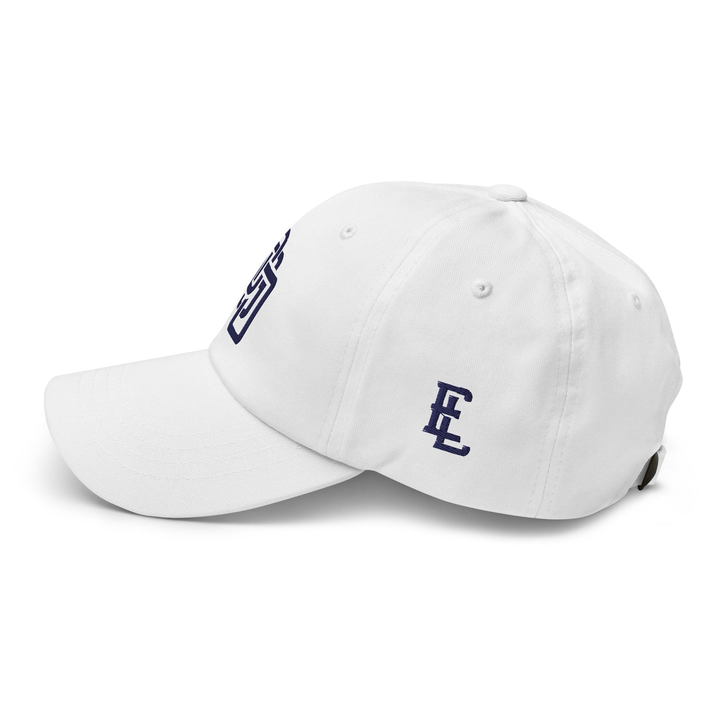 "DGO" Classic Dad Hat | Yupoong 6245CM | E Luna Brand ESSENTIAL Duocrest 2 Navy Thread Logos: Front & Left