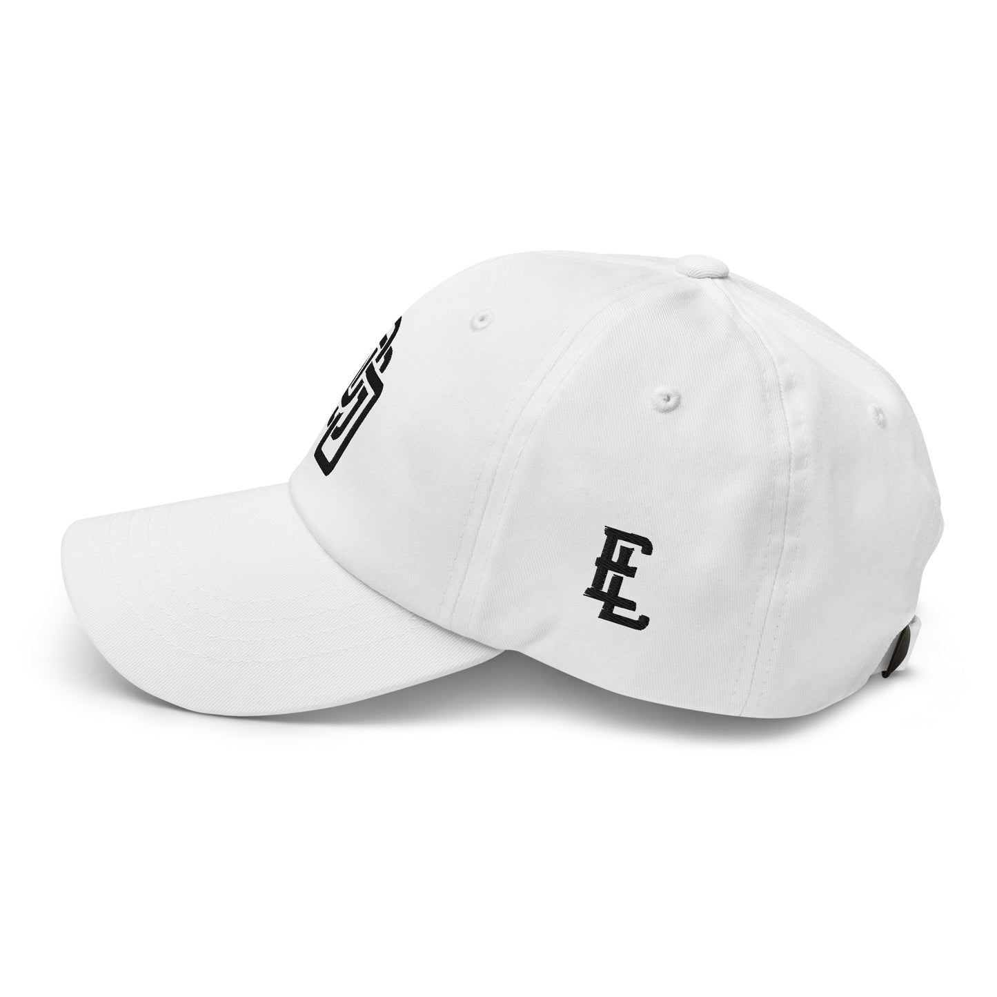 "DGO" Classic Dad Hat | Yupoong 6245CM | E Luna Brand ESSENTIAL Duocrest 2 Black Thread Logos: Front & Left
