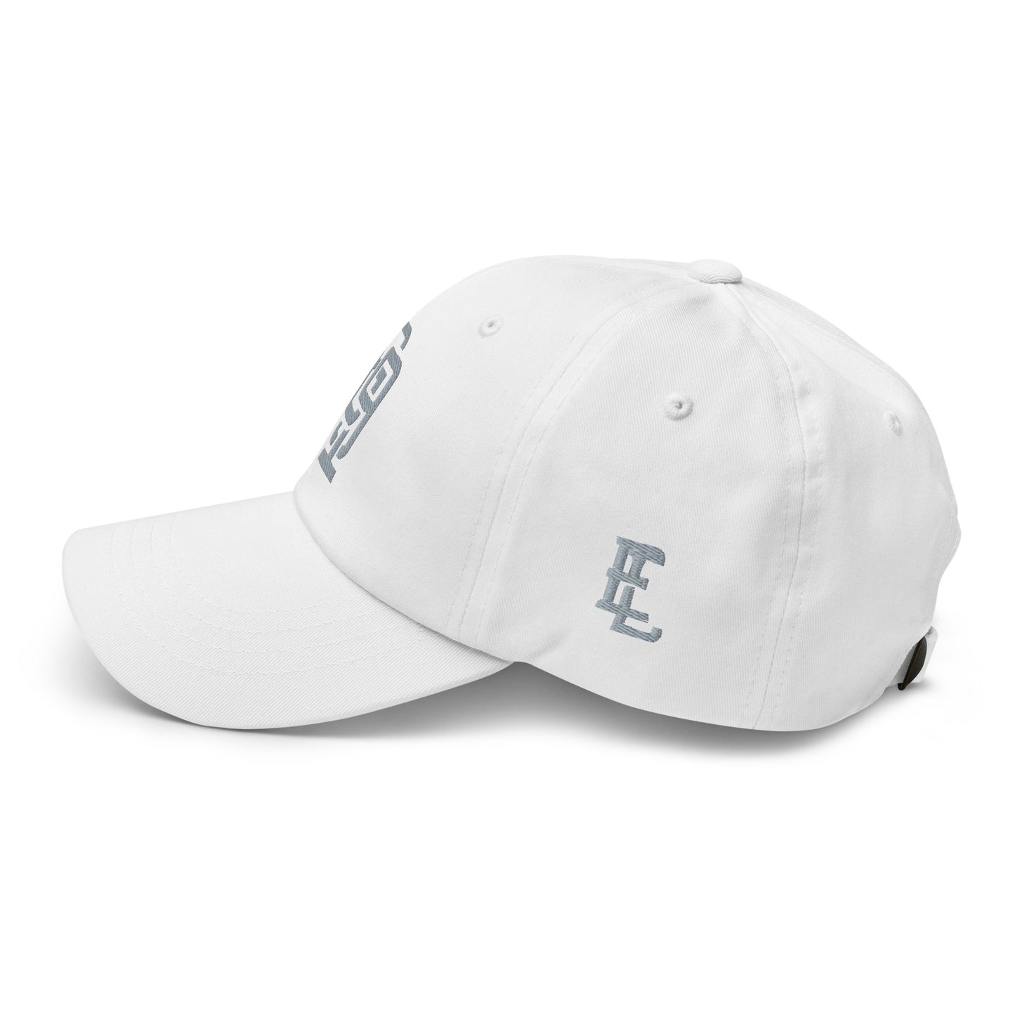 "619" Classic Dad Hat | Yupoong 6245CM | E Luna Brand ESSENTIAL Duocrest 2 Grey Thread Logos: Front & Left