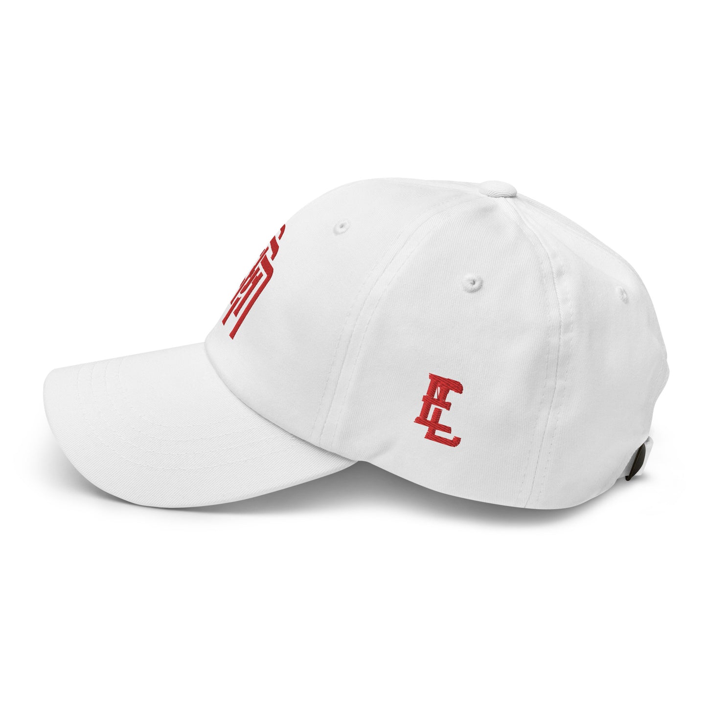 "SAN" Classic Dad Hat | Yupoong 6245CM | E Luna Brand ESSENTIAL Duocrest 2 Red Thread Logos: Front & Left