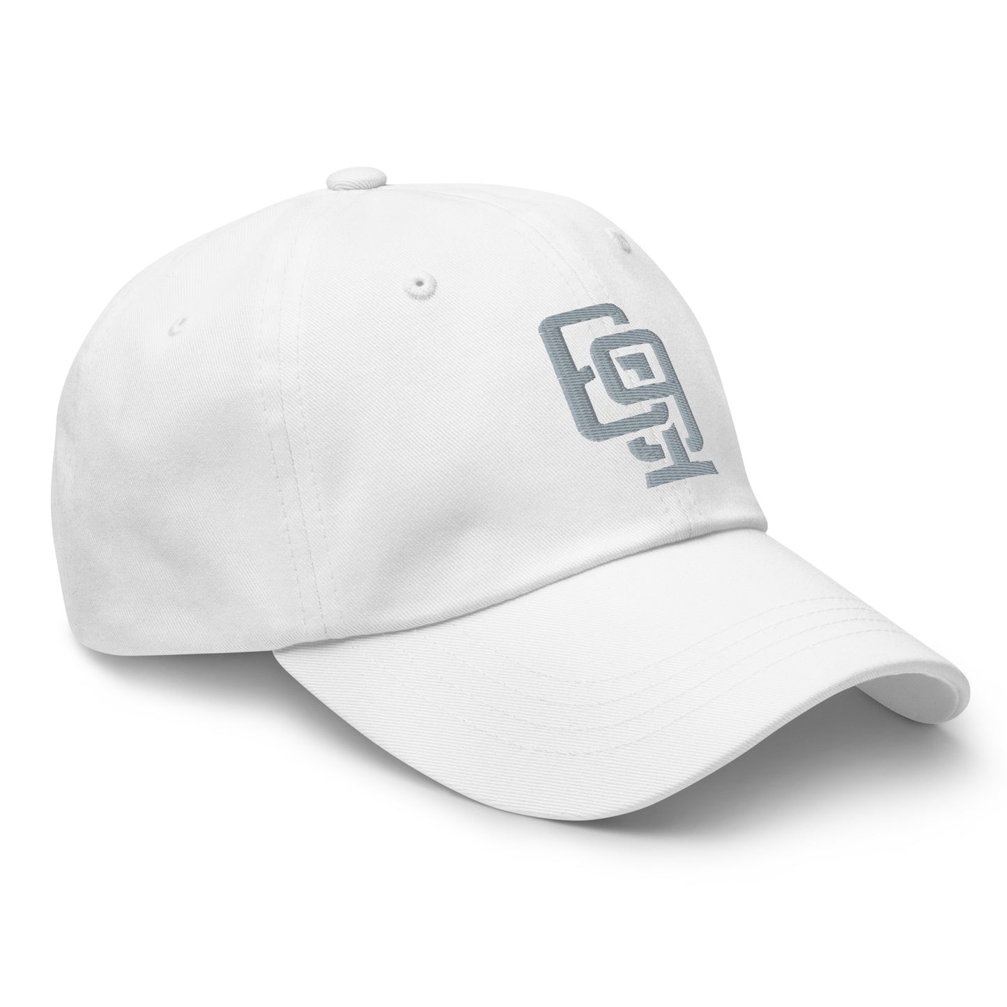 "619" Classic Dad Hat | Yupoong 6245CM | E Luna Brand ESSENTIAL Duocrest 2 Grey Thread Logos: Front & Left
