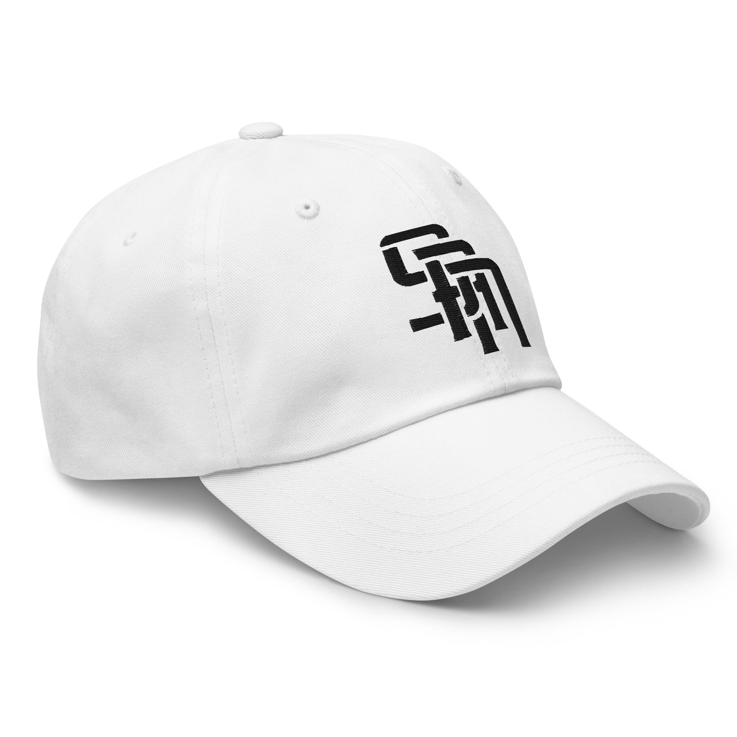 "SAN" Classic Dad Hat | Yupoong 6245CM | E Luna Brand ESSENTIAL Duocrest 2 Black Thread Logos: Front & Left