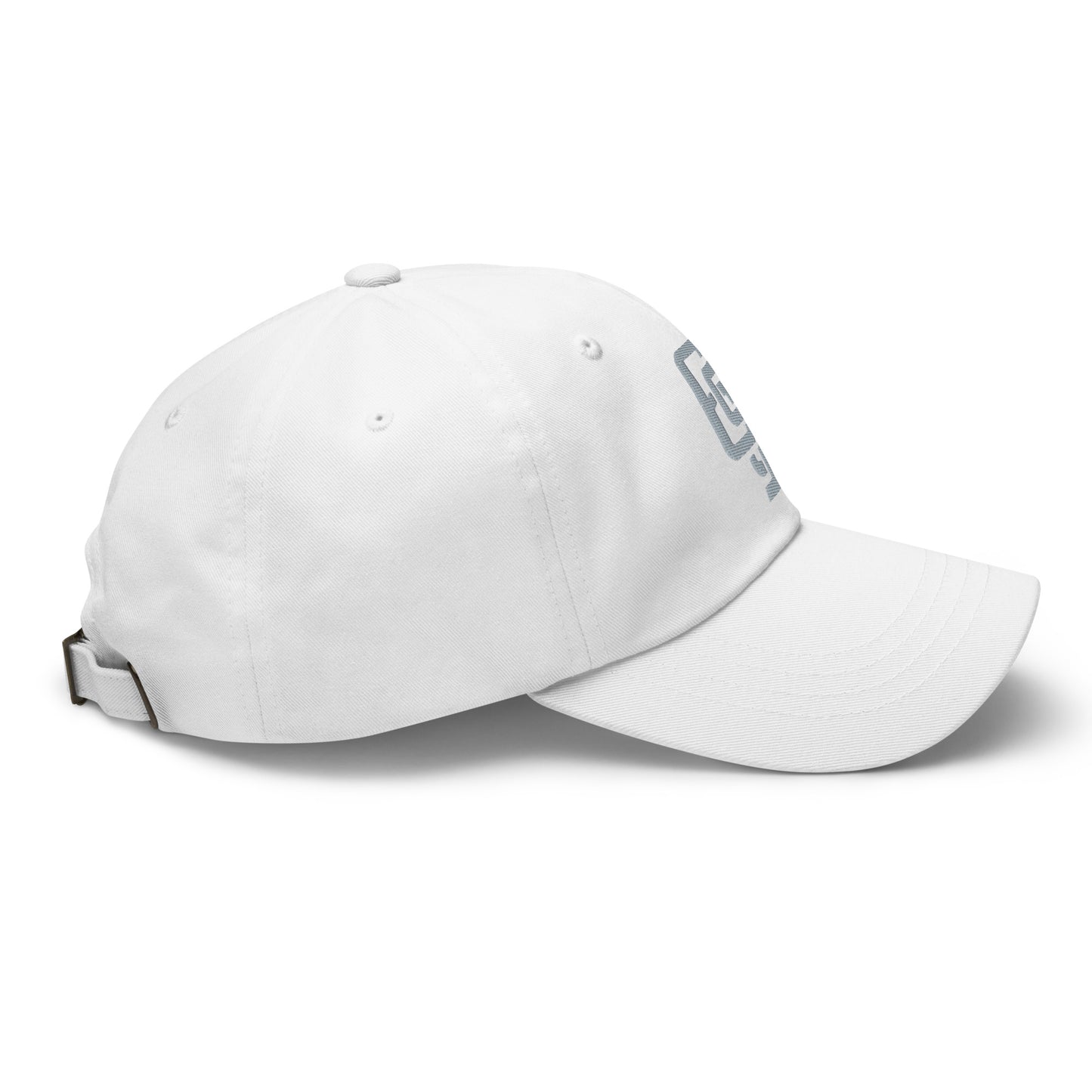 "619" Classic Dad Hat | Yupoong 6245CM | E Luna Brand ESSENTIAL Duocrest 2 Grey Thread Logos: Front & Left
