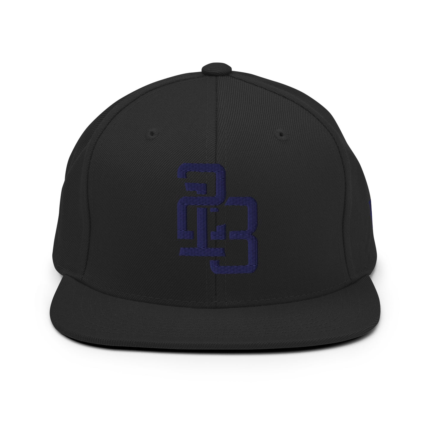 "213" Wool Blend Snapback Hat | Yupoong 6089M | E Luna SELECT Tricrest 3 Navy Thread Front, Left Side & Back Logos