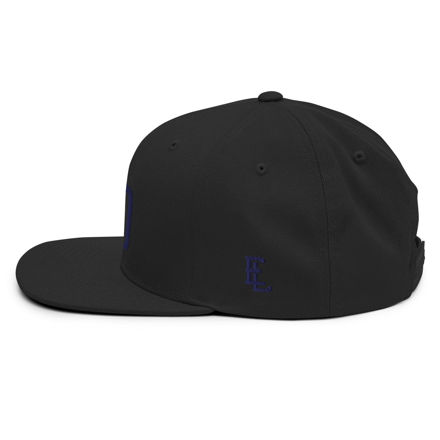 "DGO" Wool Blend Snapback Hat | Yupoong 6089M | E Luna Brand ESSENTIAL Duocrest 2 Navy Thread Logos: Front & Left