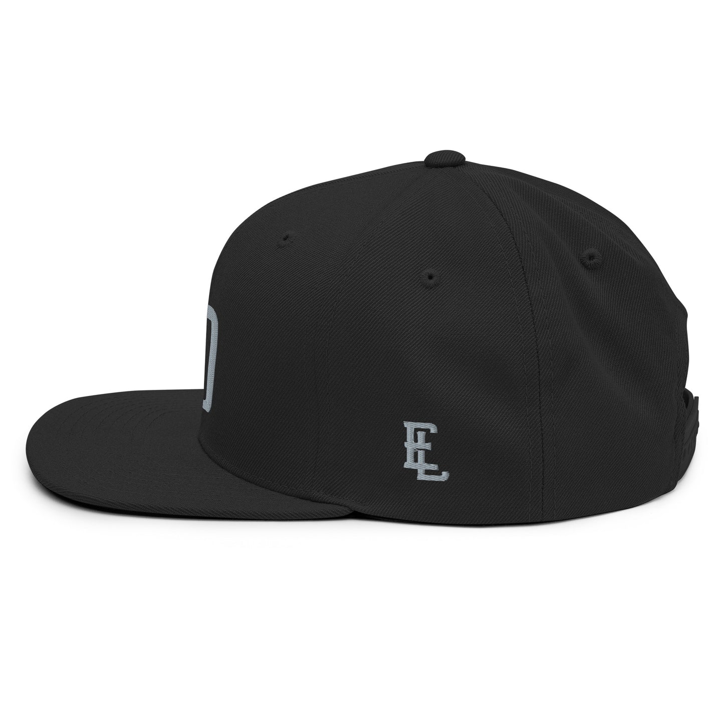 "DGO" Wool Blend Snapback Hat | Yupoong 6089M | E Luna Brand ESSENTIAL Duocrest 2 Grey Thread Logos: Front & Left
