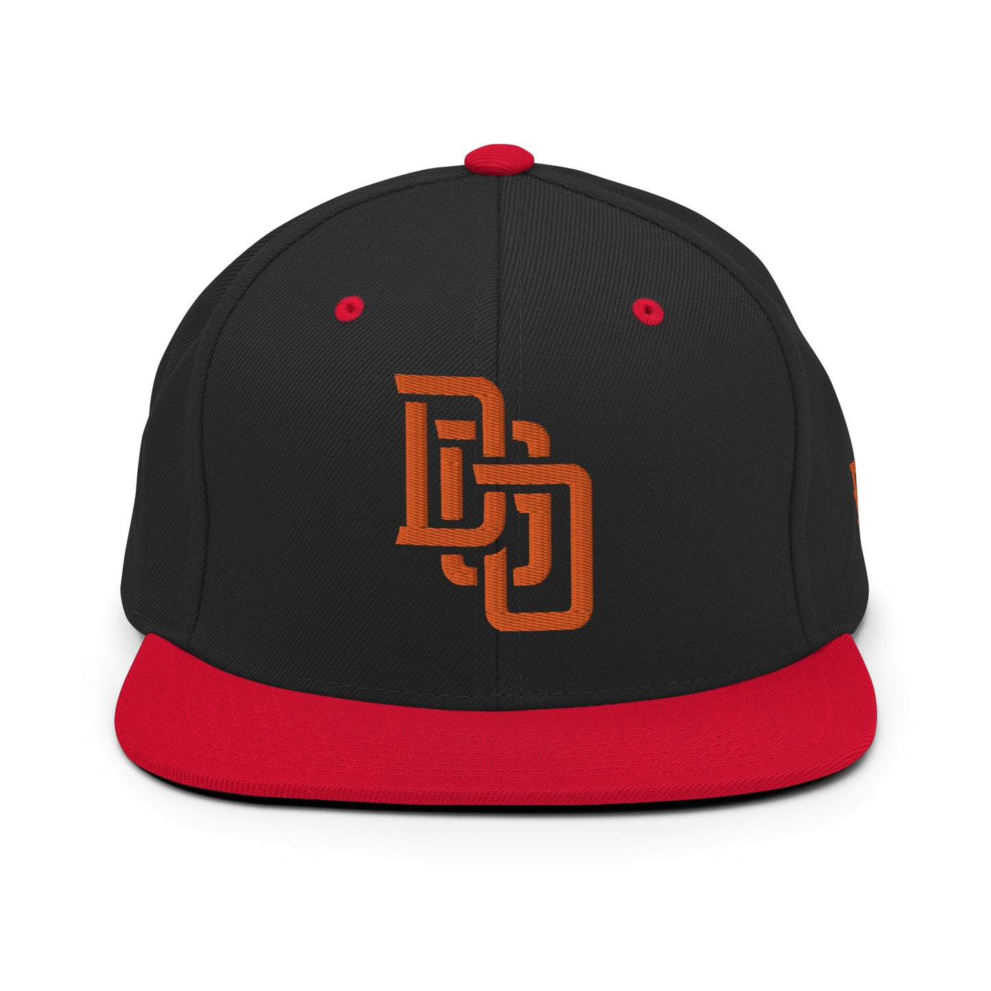 "DGO" Wool Blend Snapback Hat | Yupoong 6089M | E Luna Brand ESSENTIAL Duocrest 2 Orange Thread Logos: Front & Left