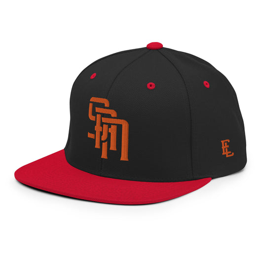 "SAN" Wool Blend Snapback | E Luna Brand SELECT | 3 Orange Thread Logos | 3D Puff Edition