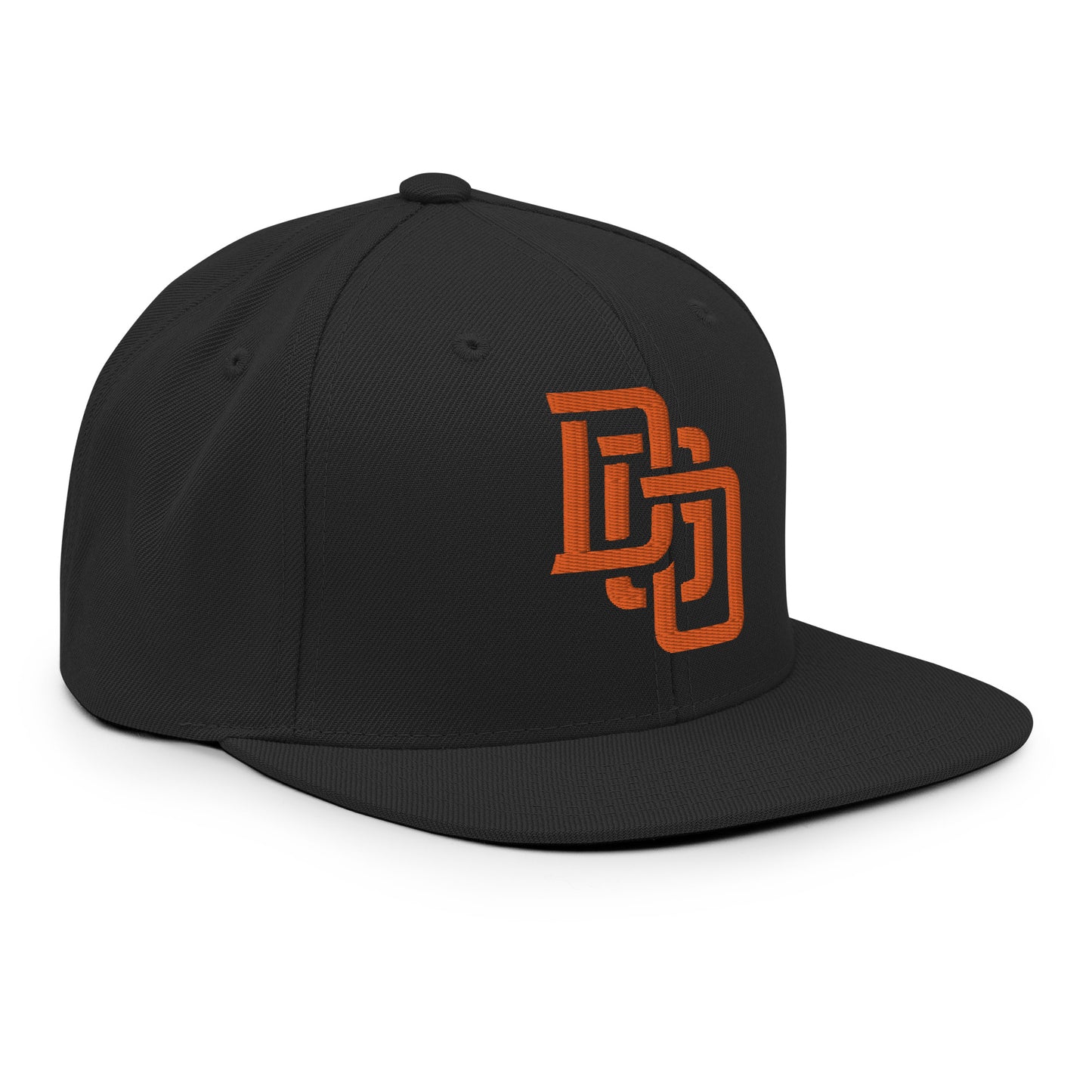 "DGO" Wool Blend Snapback Hat | Yupoong 6089M | E Luna Brand ESSENTIAL Duocrest 2 Orange Thread Logos: Front & Left