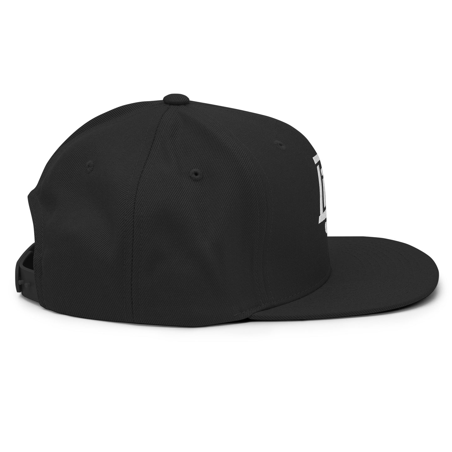 "DGO" Wool Blend Snapback Hat | Yupoong 6089M | E Luna Brand ESSENTIAL Duocrest 2 White Thread Logos: Front & Left