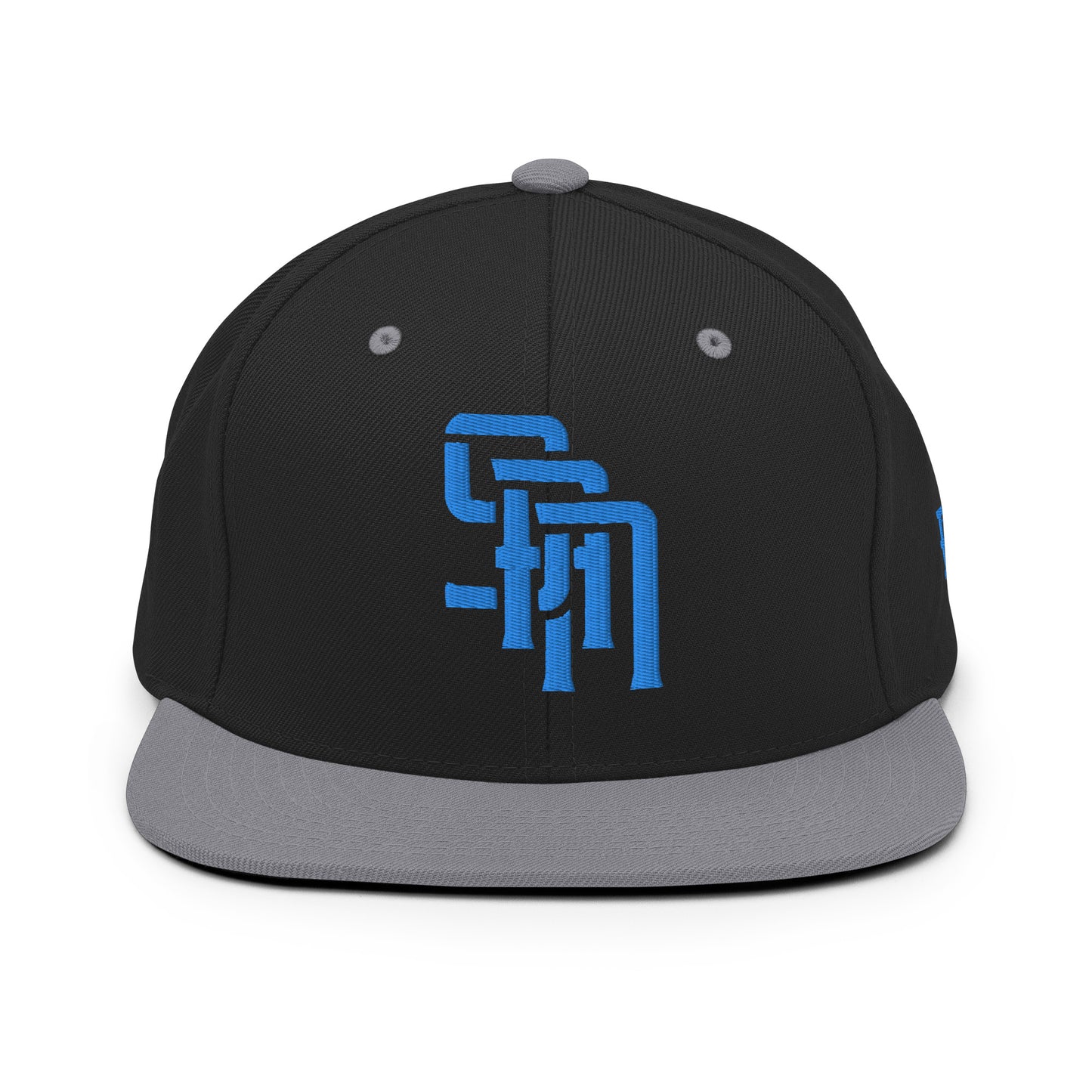 "SAN" Wool Blend Snapback Hat | Yupoong 6089M | E Luna Brand ESSENTIAL Duocrest 2 Aqua/Teal Thread Logos: Front & Left