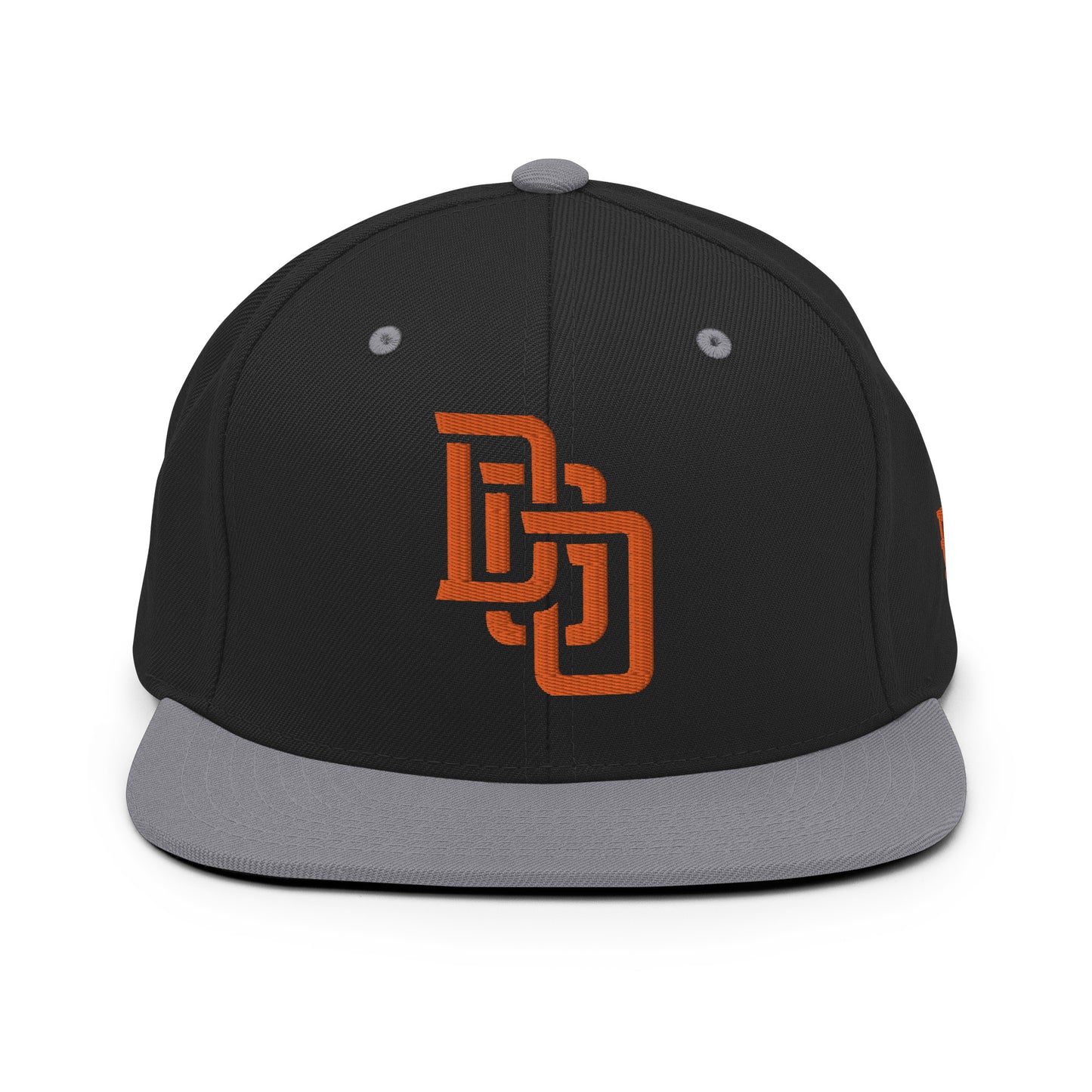 "DGO" Wool Blend Snapback Hat | Yupoong 6089M | E Luna Brand ESSENTIAL Duocrest 2 Orange Thread Logos: Front & Left