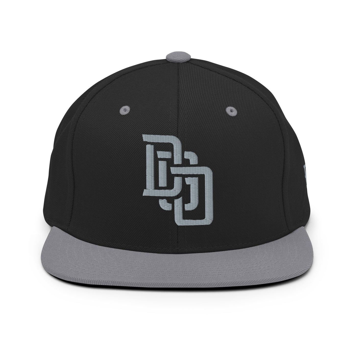 "DGO" Wool Blend Snapback Hat | Yupoong 6089M | E Luna Brand ESSENTIAL Duocrest 2 Grey Thread Logos: Front & Left