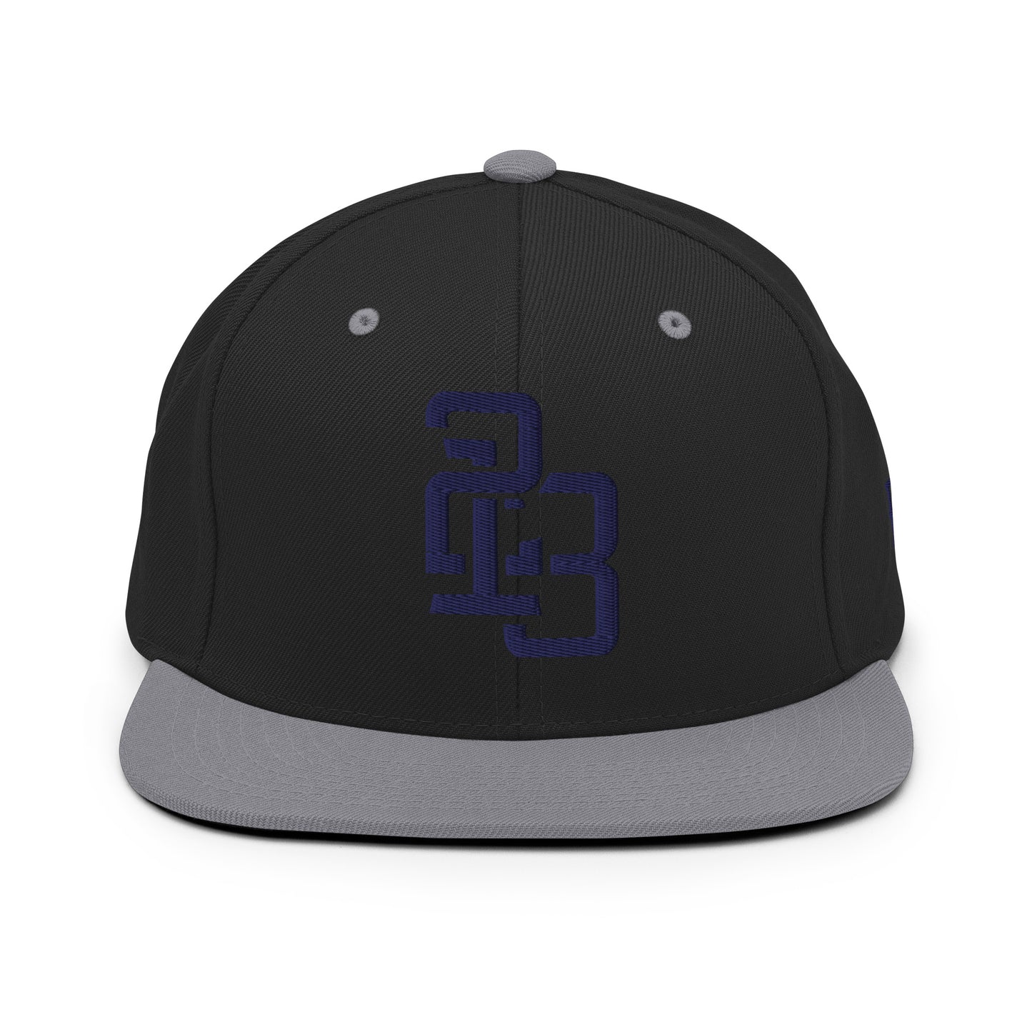 "213" Wool Blend Snapback Hat | Yupoong 6089M | E Luna SELECT Tricrest 3 Navy Thread Front, Left Side & Back Logos