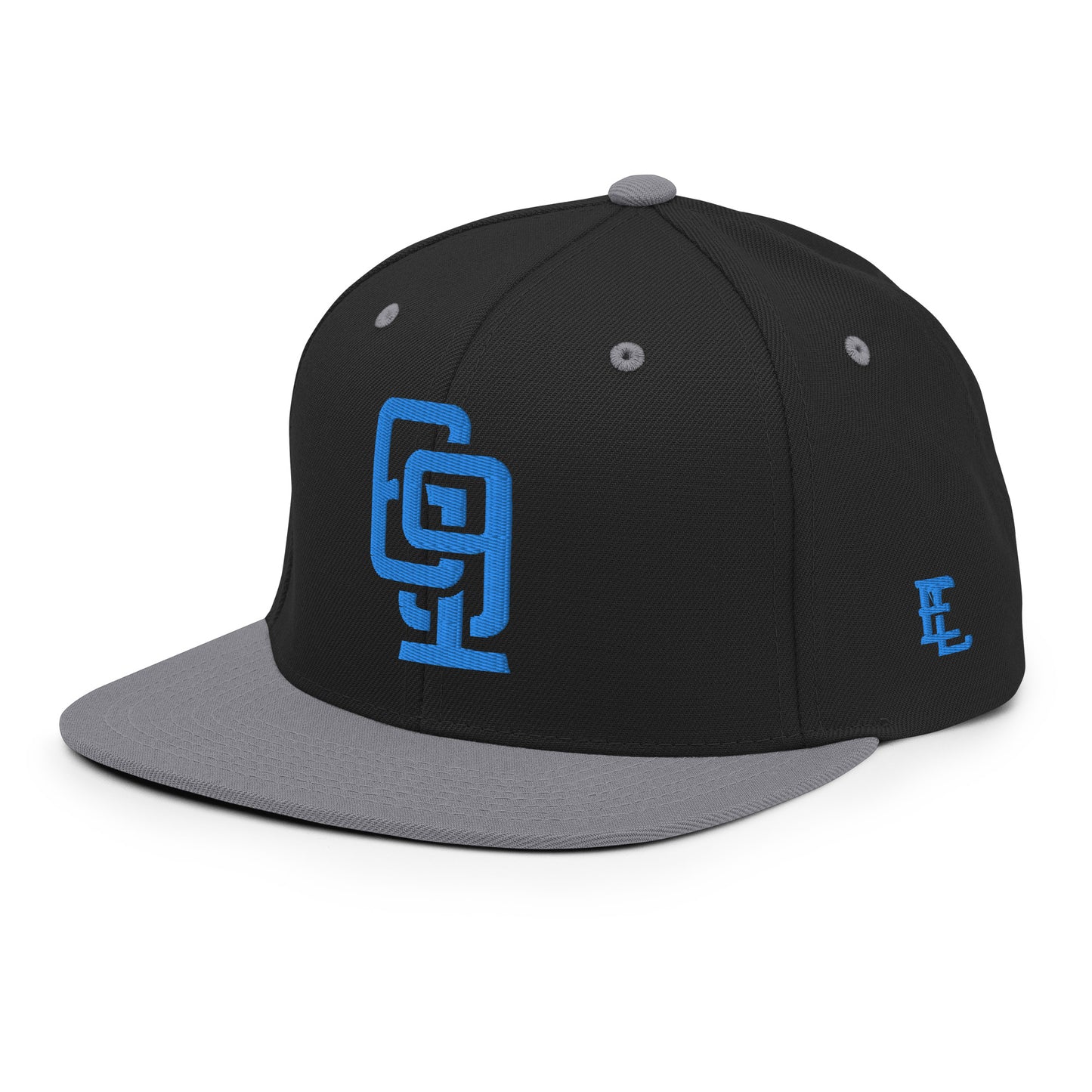 "619" Wool Blend Snapback | E Luna Brand ESSENTIAL | 2 Aqua/Teal Thread Logos