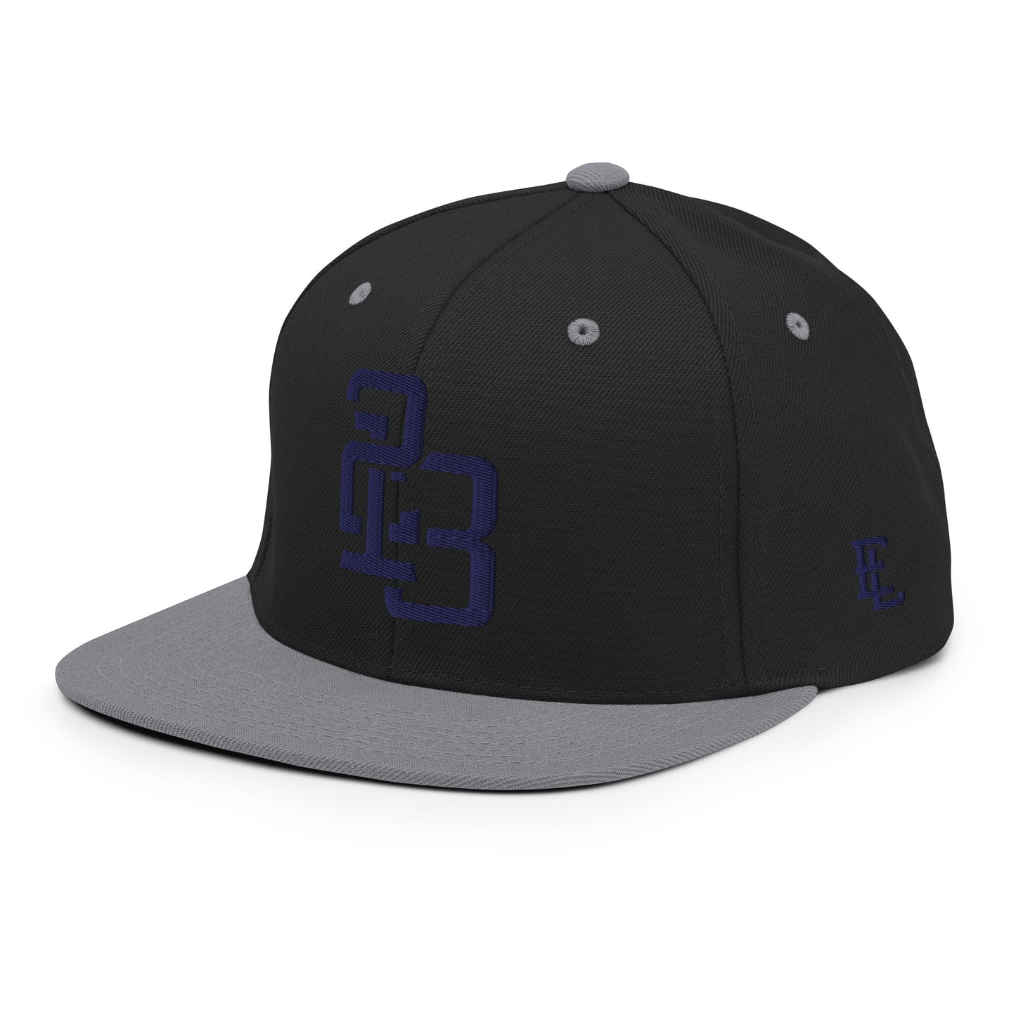 "213" Wool Blend Snapback Hat | Yupoong 6089M | E Luna SELECT Tricrest 3 Navy Thread Front, Left Side & Back Logos