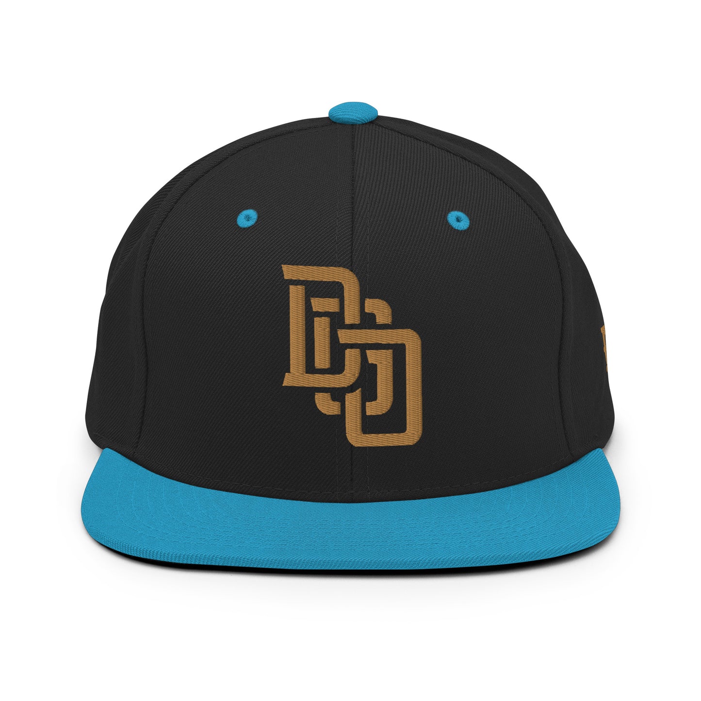 "DGO" Wool Blend Snapback Hat | Yupoong 6089M | E Luna Brand ESSENTIAL Duocrest 2 Old Gold Thread Logos: Front & Left