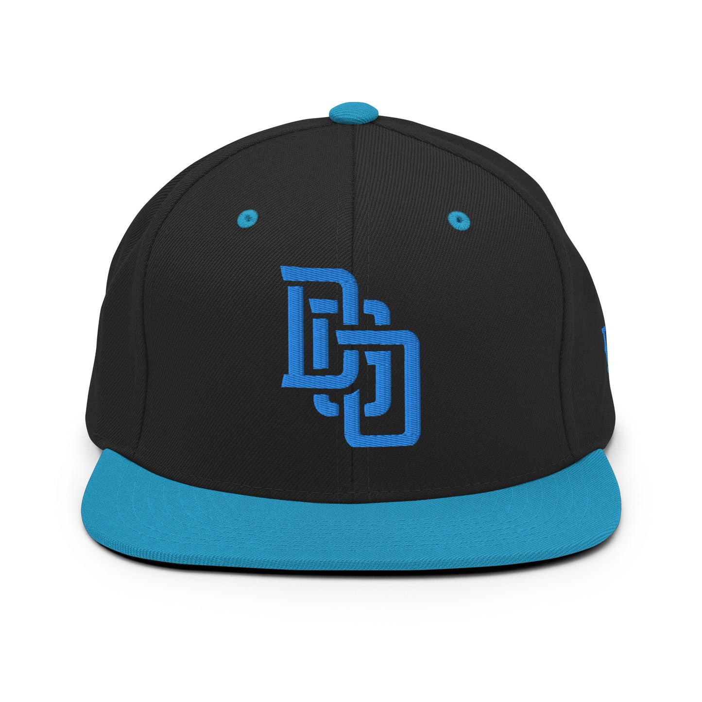 "DGO" Wool Blend Snapback Hat | Yupoong 6089M | E Luna Brand ESSENTIAL Duocrest 2 Aqua/Teal Thread Logos: Front & Left