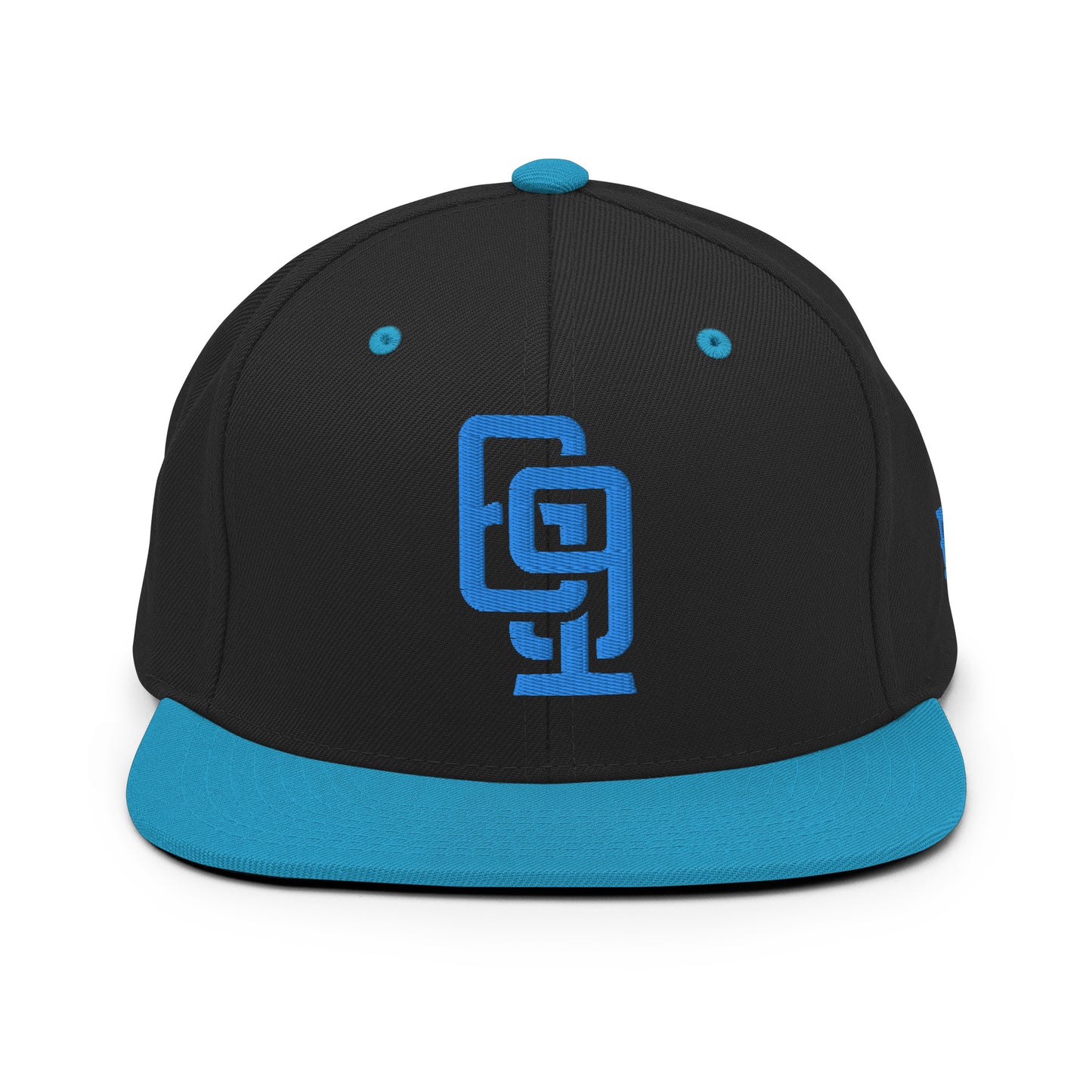 "619" Wool Blend Snapback | E Luna Brand ESSENTIAL | 2 Aqua/Teal Thread Logos