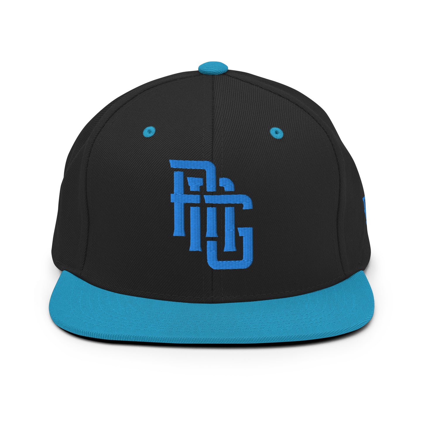 "ANG" Wool Blend Snapback | E Luna Brand ESSENTIAL | 2 Aqua/Teal Thread Logos