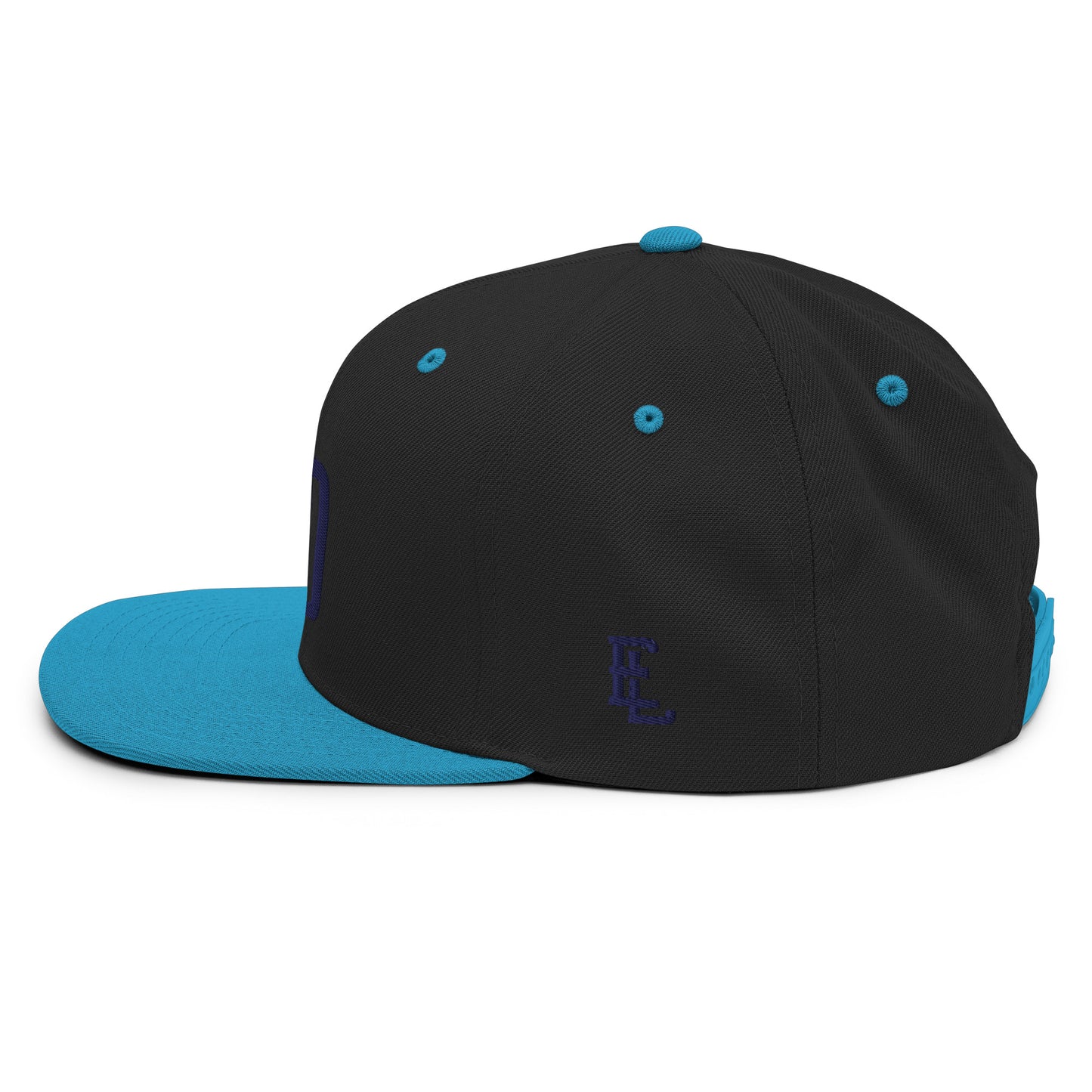 "DGO" Wool Blend Snapback Hat | Yupoong 6089M | E Luna Brand ESSENTIAL Duocrest 2 Navy Thread Logos: Front & Left