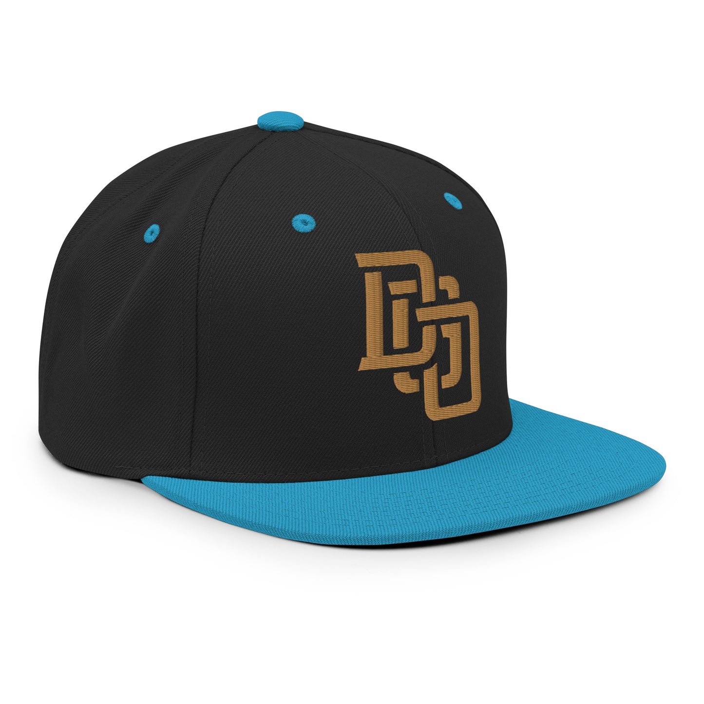 "DGO" Wool Blend Snapback Hat | Yupoong 6089M | E Luna Brand ESSENTIAL Duocrest 2 Old Gold Thread Logos: Front & Left