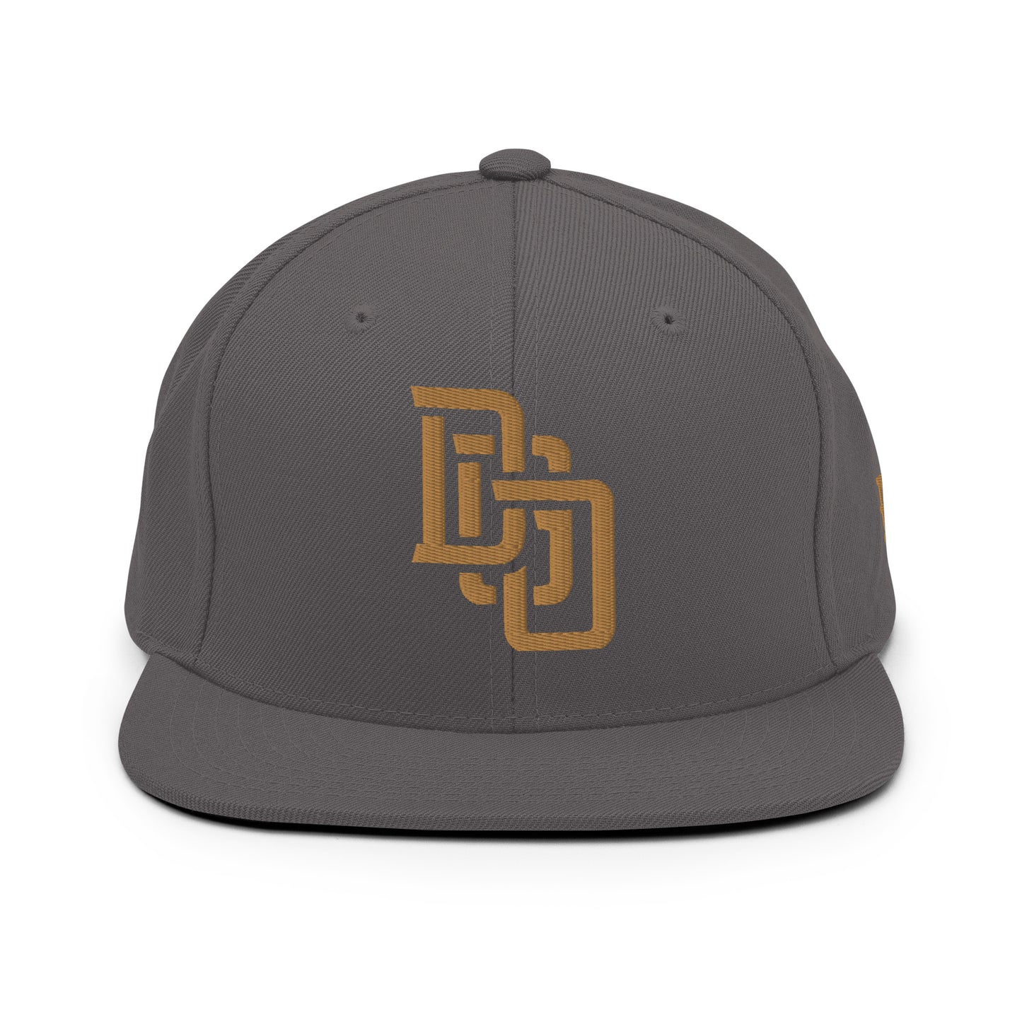 "DGO" Wool Blend Snapback Hat | Yupoong 6089M | E Luna Brand ESSENTIAL Duocrest 2 Old Gold Thread Logos: Front & Left