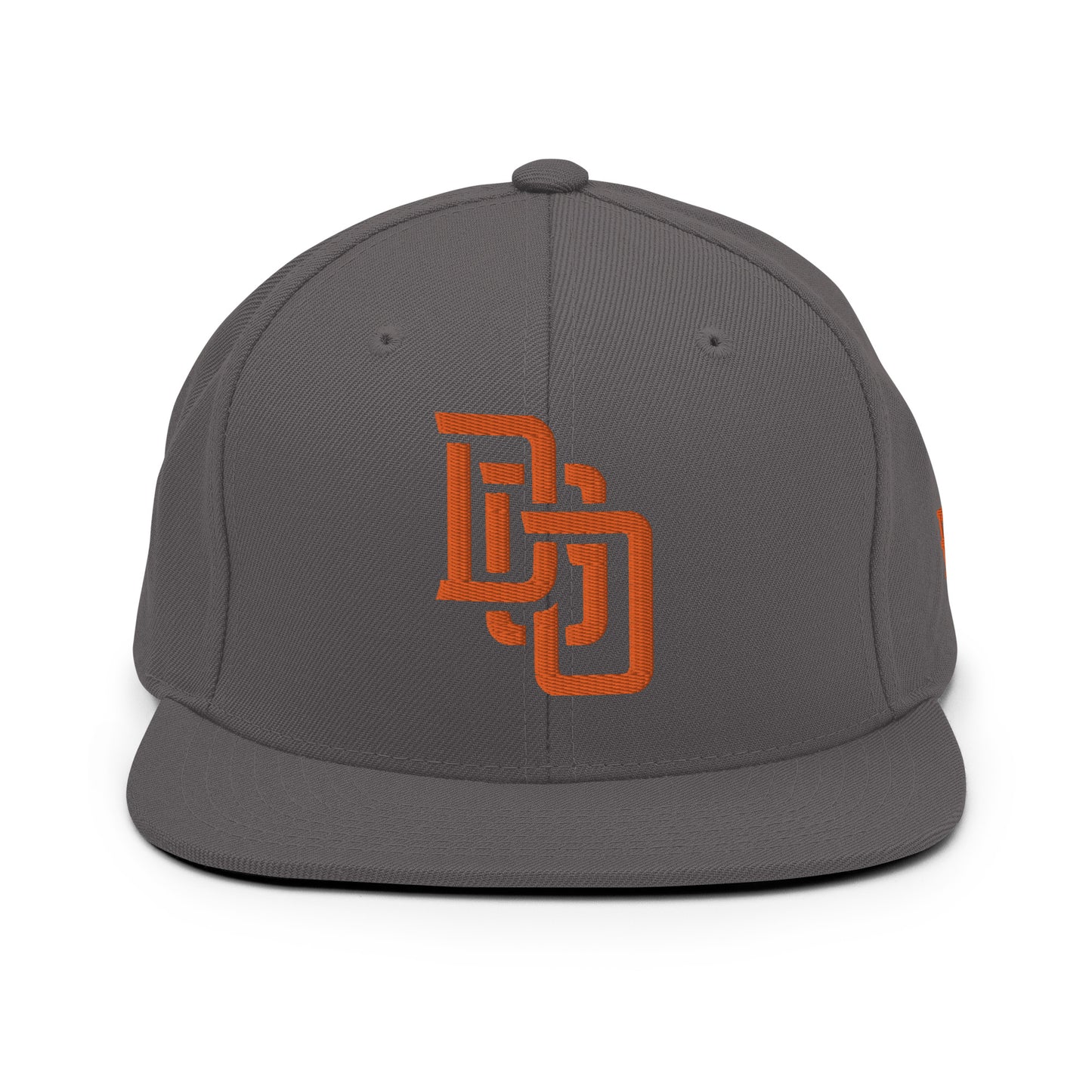 "DGO" Wool Blend Snapback Hat | Yupoong 6089M | E Luna Brand ESSENTIAL Duocrest 2 Orange Thread Logos: Front & Left