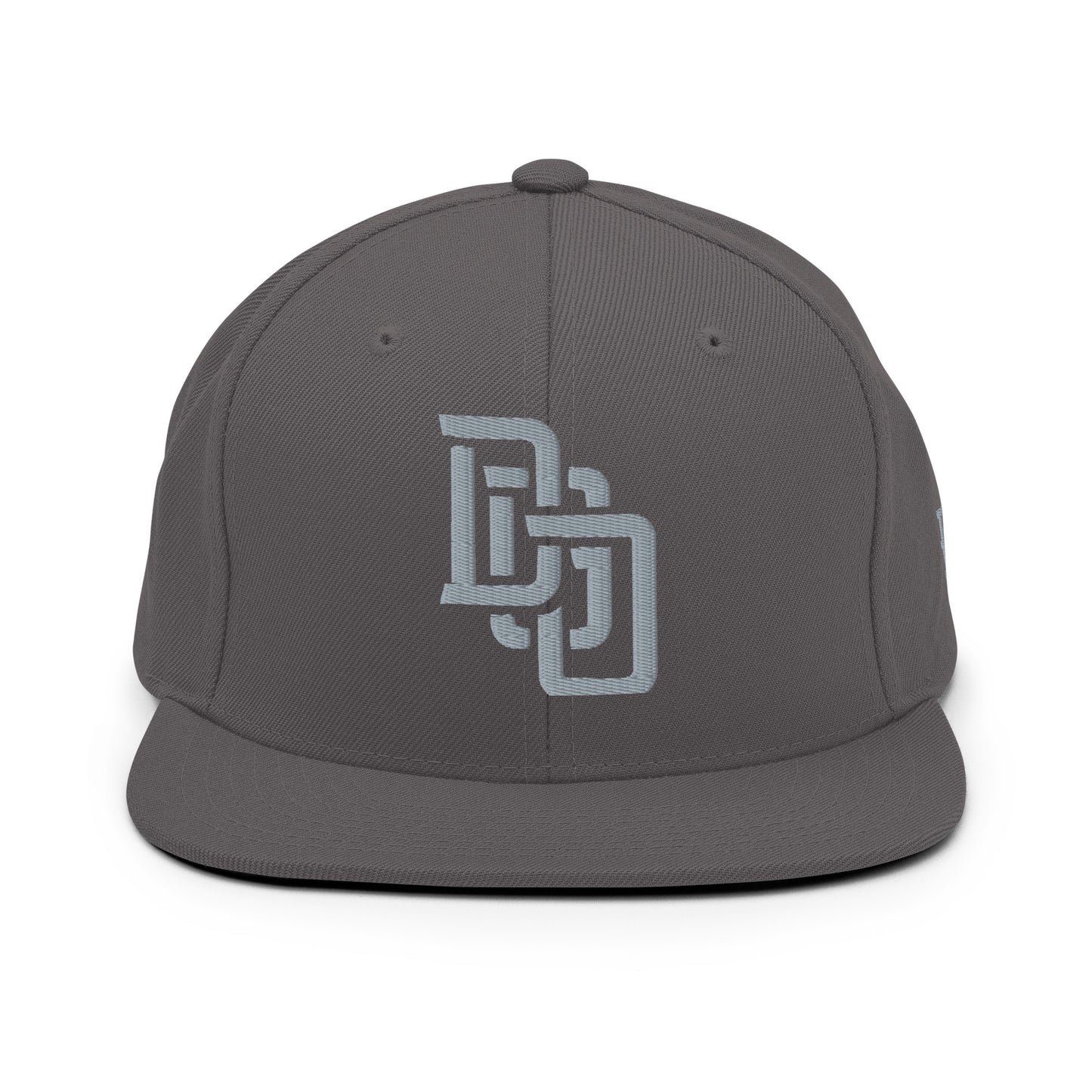 "DGO" Wool Blend Snapback Hat | Yupoong 6089M | E Luna Brand ESSENTIAL Duocrest 2 Grey Thread Logos: Front & Left