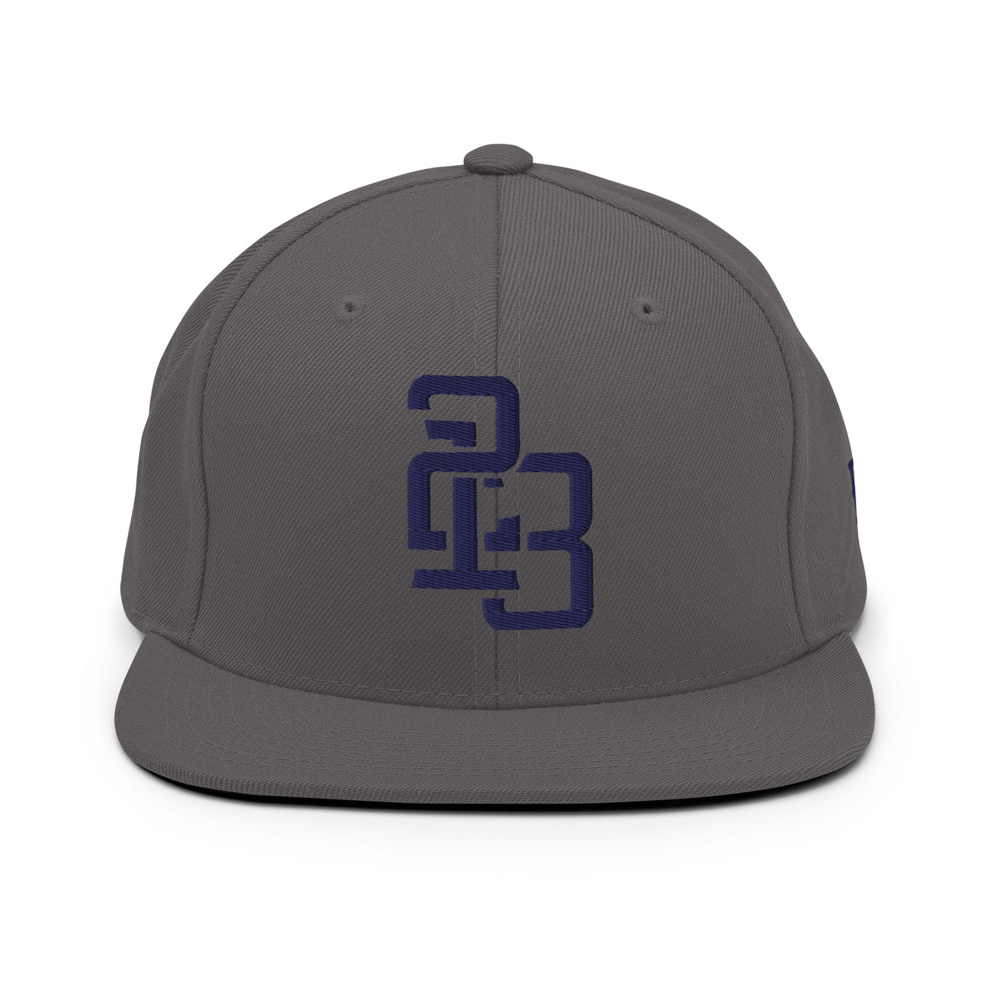 "213" Wool Blend Snapback Hat | Yupoong 6089M | E Luna SELECT Tricrest 3 Navy Thread Front, Left Side & Back Logos