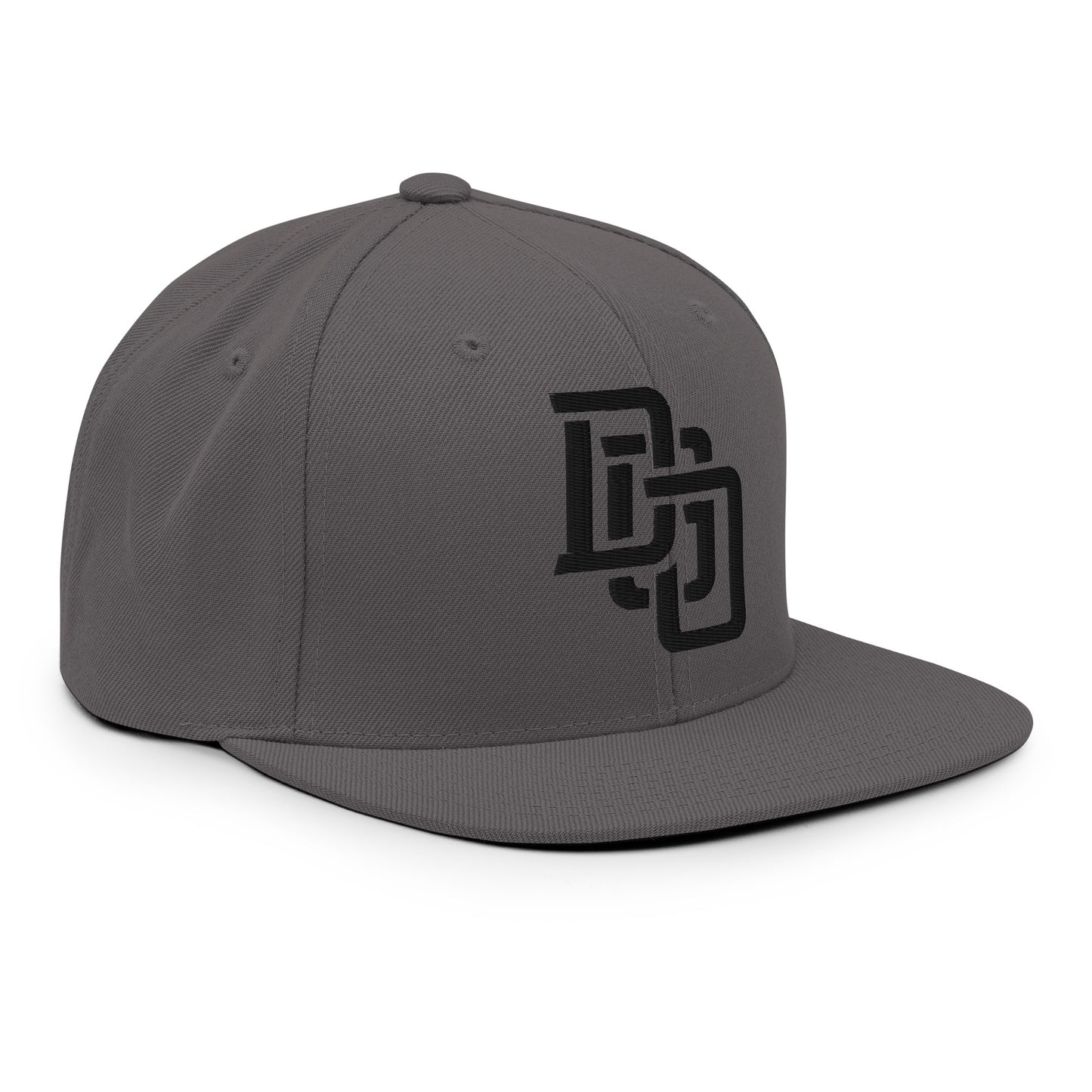 "DGO" Wool Blend Snapback Hat | Yupoong 6089M | E Luna Brand ESSENTIAL Duocrest 2 Black Thread Logos: Front & Left