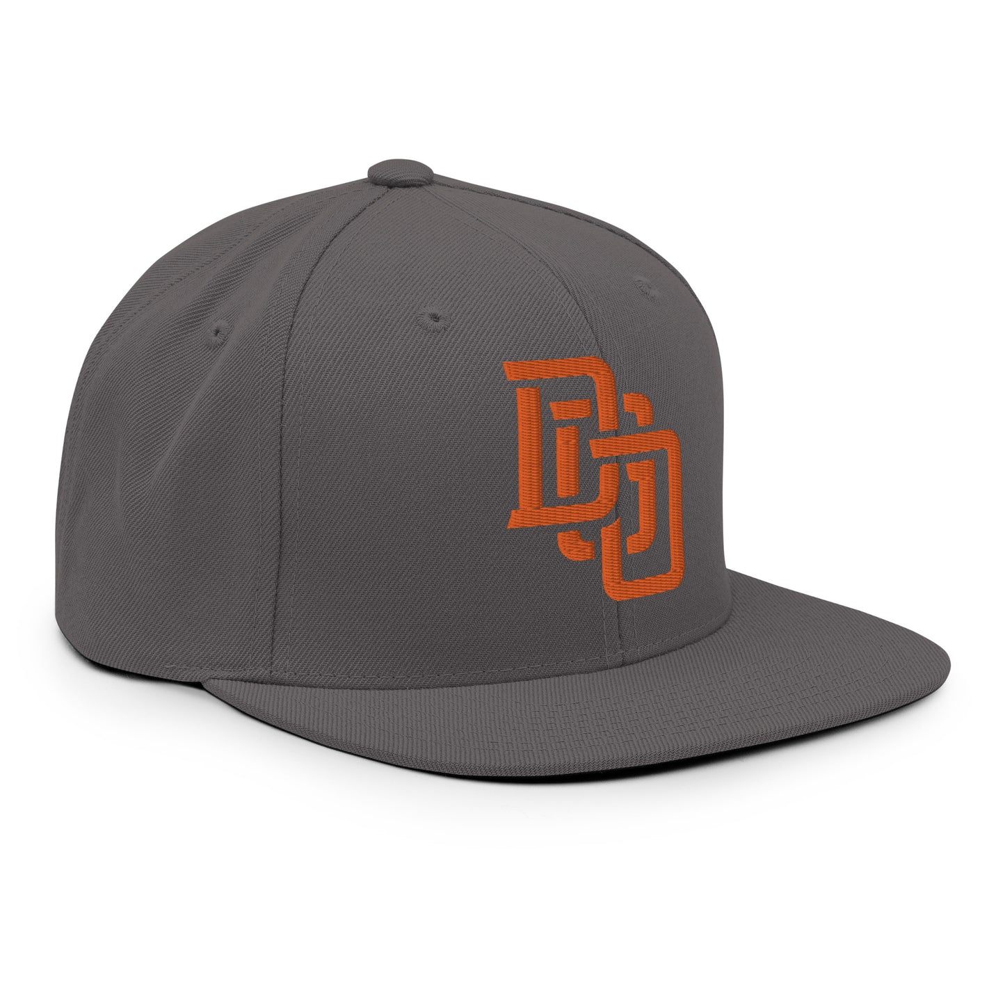 "DGO" Wool Blend Snapback Hat | Yupoong 6089M | E Luna Brand ESSENTIAL Duocrest 2 Orange Thread Logos: Front & Left
