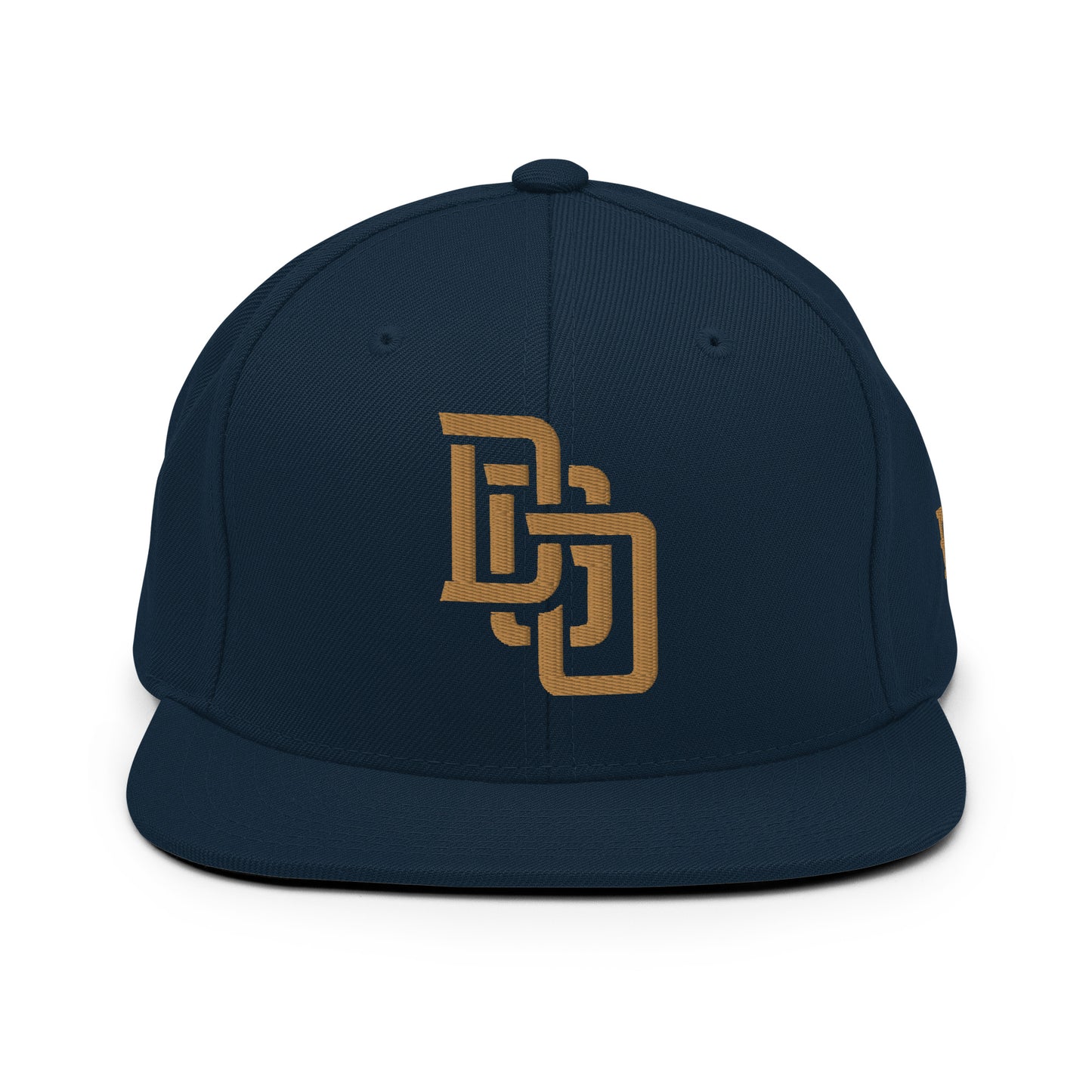 "DGO" Wool Blend Snapback Hat | Yupoong 6089M | E Luna Brand ESSENTIAL Duocrest 2 Old Gold Thread Logos: Front & Left