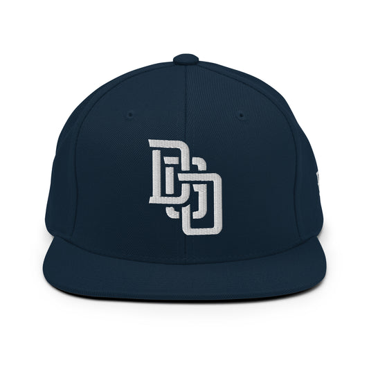 "DGO" Wool Blend Snapback Hat | Yupoong 6089M | E Luna Brand ESSENTIAL Duocrest 2 White Thread Logos: Front & Left