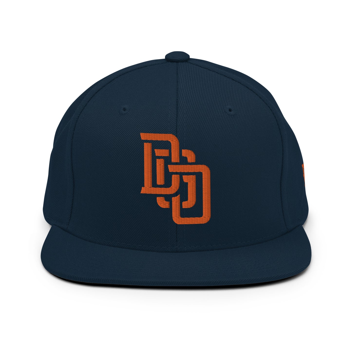 "DGO" Wool Blend Snapback Hat | Yupoong 6089M | E Luna Brand ESSENTIAL Duocrest 2 Orange Thread Logos: Front & Left