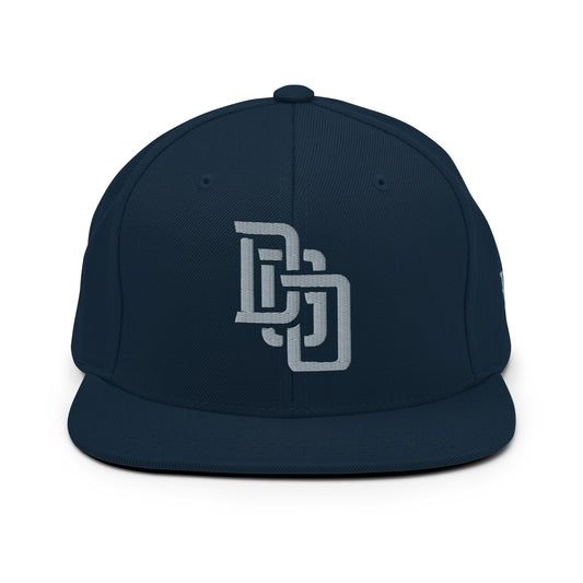 "DGO" Wool Blend Snapback Hat | Yupoong 6089M | E Luna Brand ESSENTIAL Duocrest 2 Grey Thread Logos: Front & Left