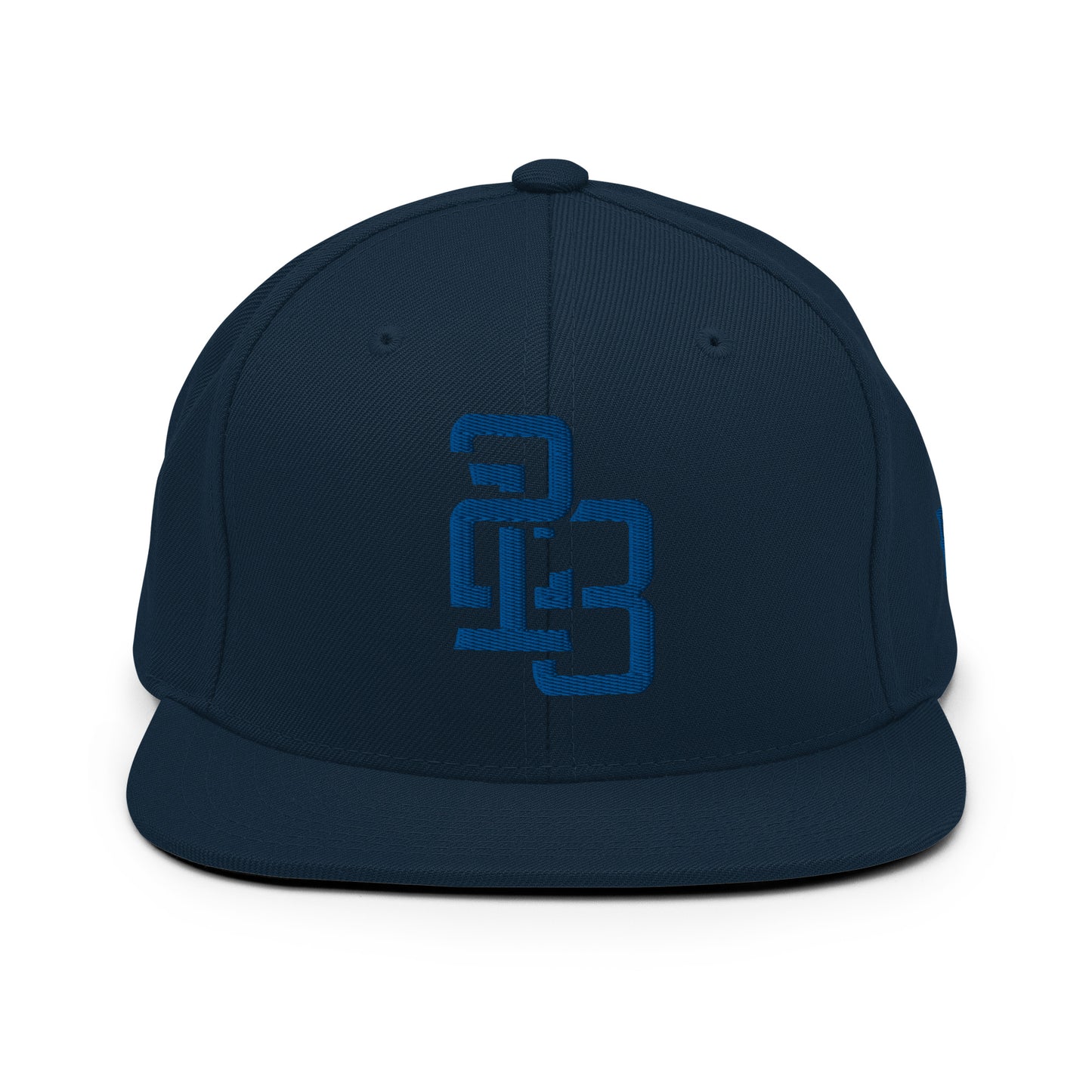 "213" Wool Blend Snapback Hat | Yupoong 6089M | E Luna ESSENTIAL Duocrest 2 Royal Thread Front & Left Side Logos