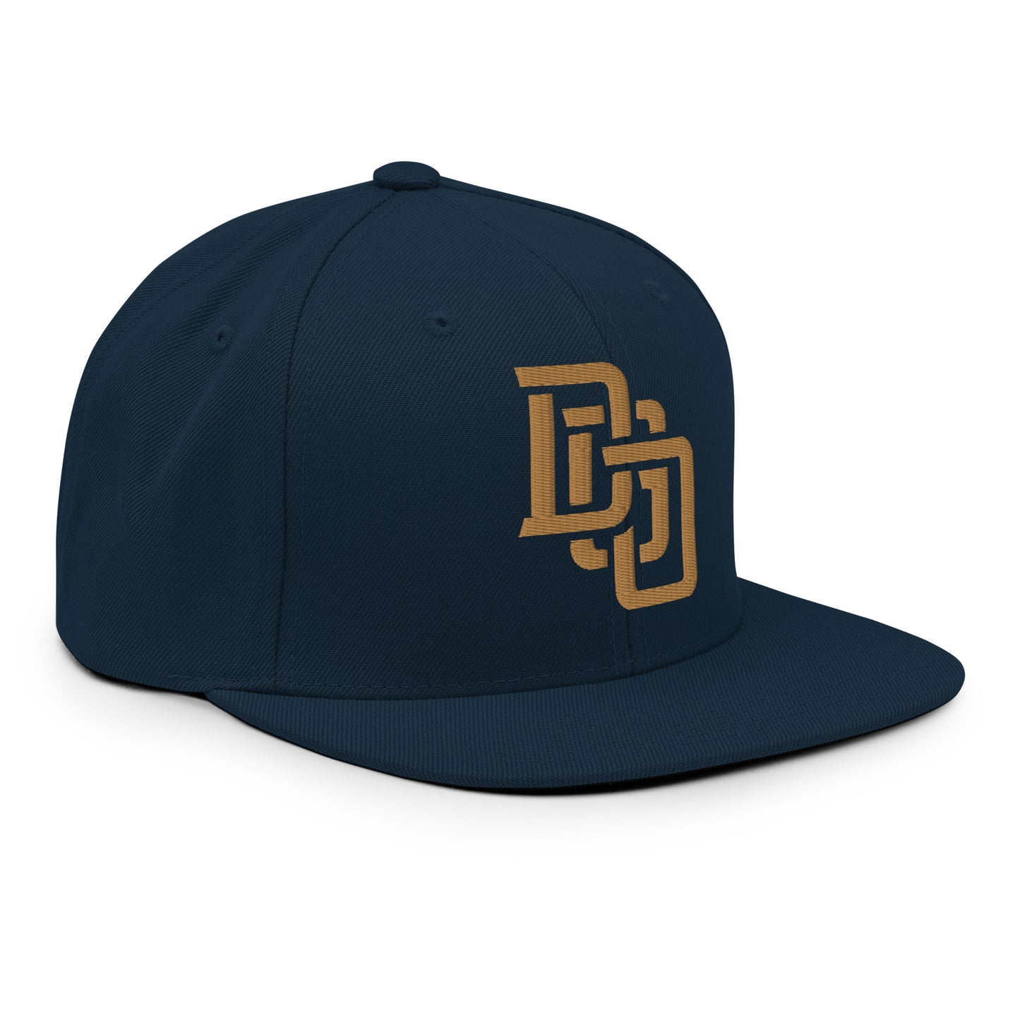 "DGO" Wool Blend Snapback Hat | Yupoong 6089M | E Luna Brand ESSENTIAL Duocrest 2 Old Gold Thread Logos: Front & Left