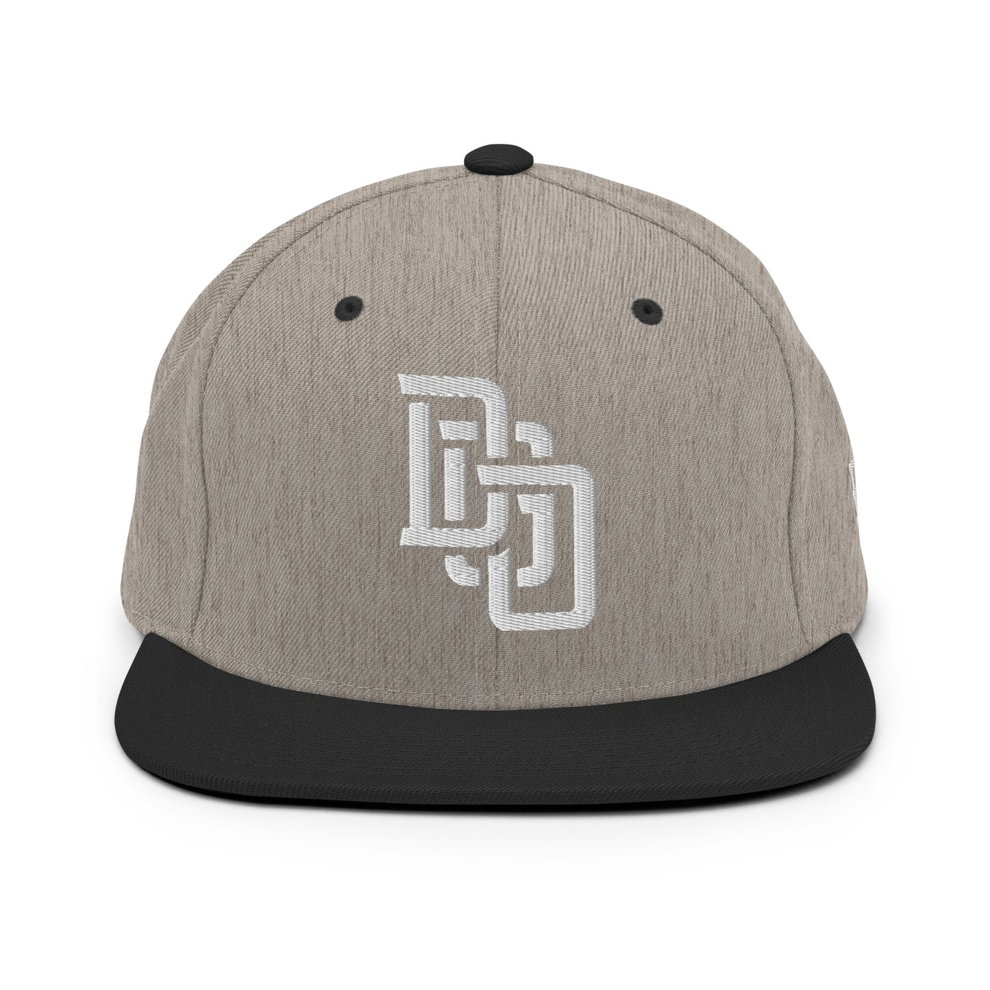 "DGO" Wool Blend Snapback Hat | Yupoong 6089M | E Luna Brand ESSENTIAL Duocrest 2 White Thread Logos: Front & Left